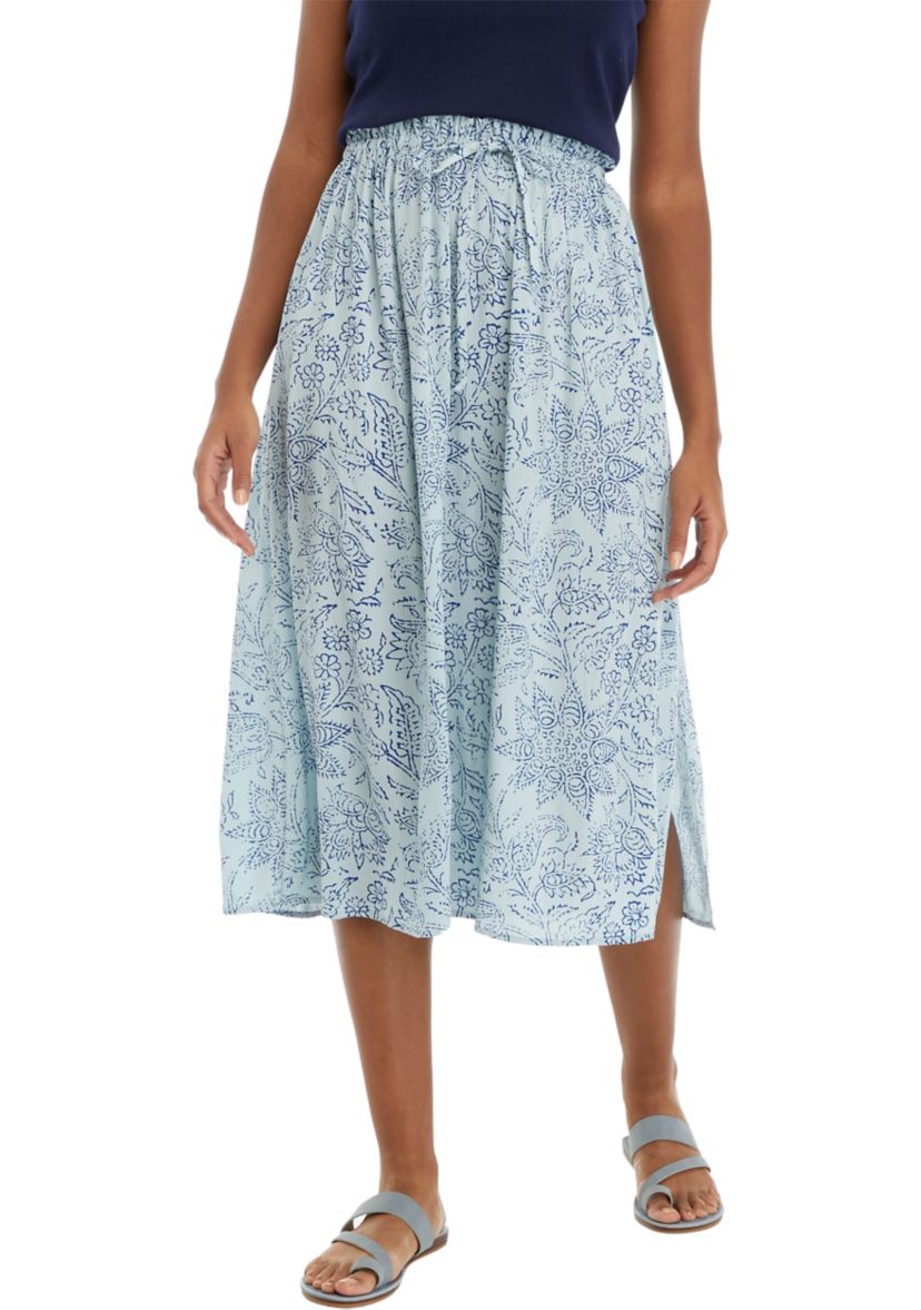 Womens Paper Bag Waist Midi Skirt