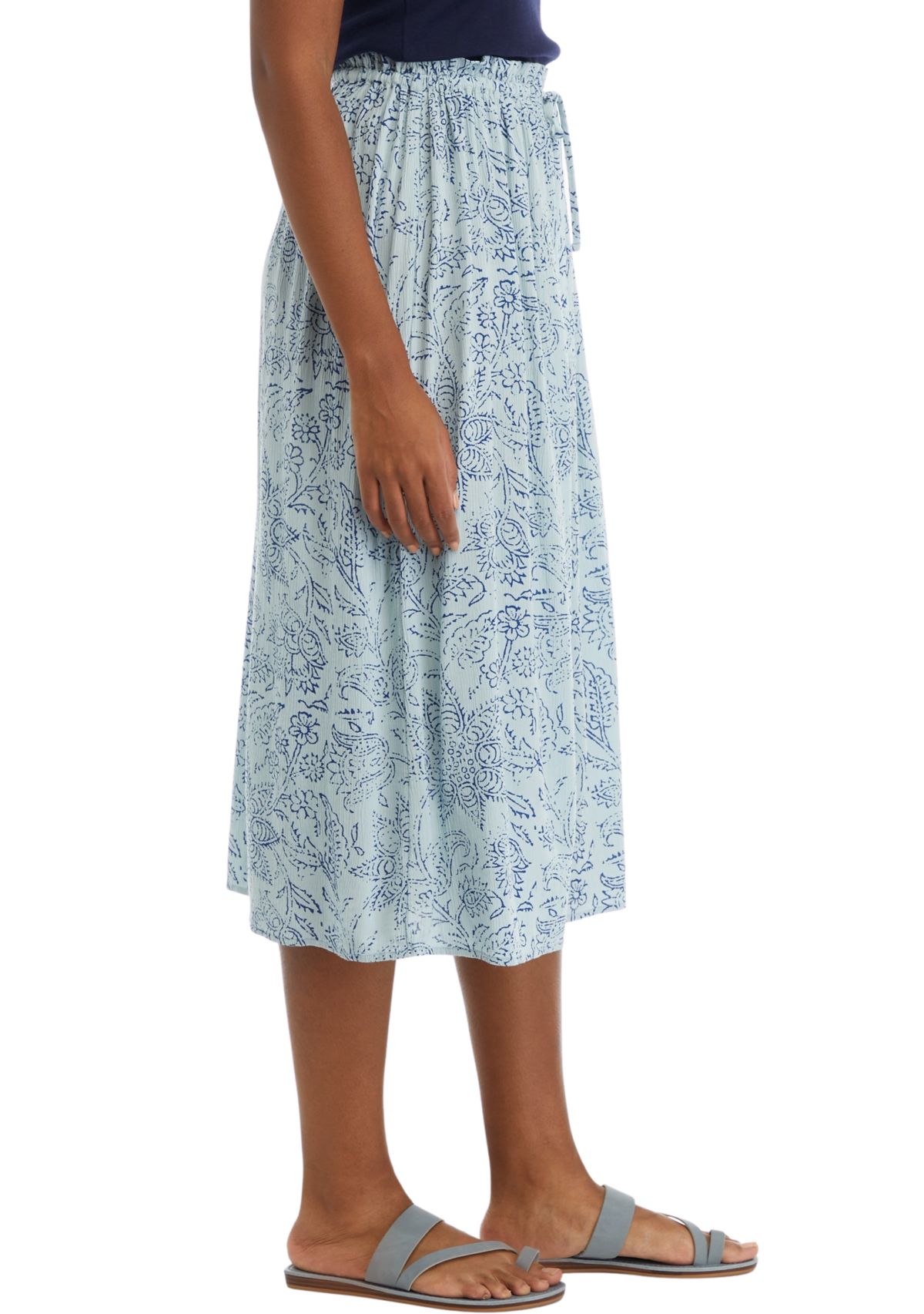 Womens Paper Bag Waist Midi Skirt