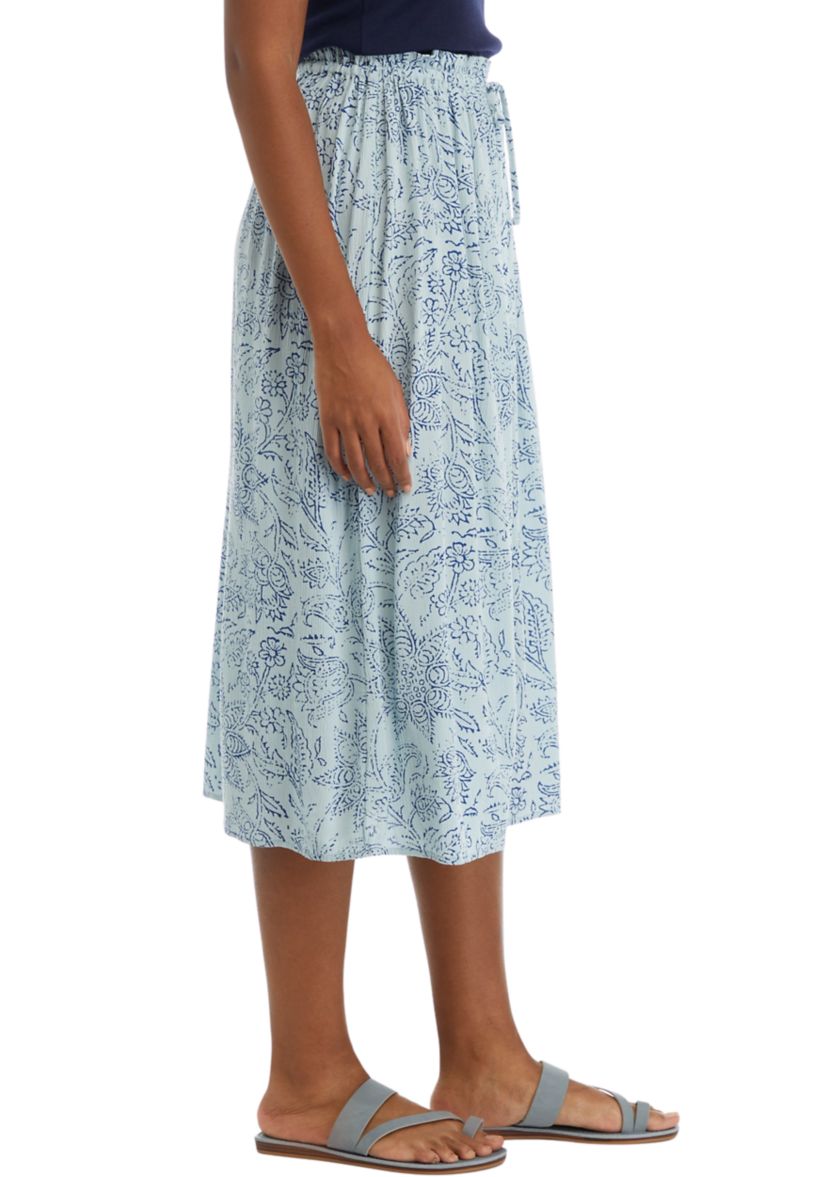 Womens Paper Bag Waist Midi Skirt