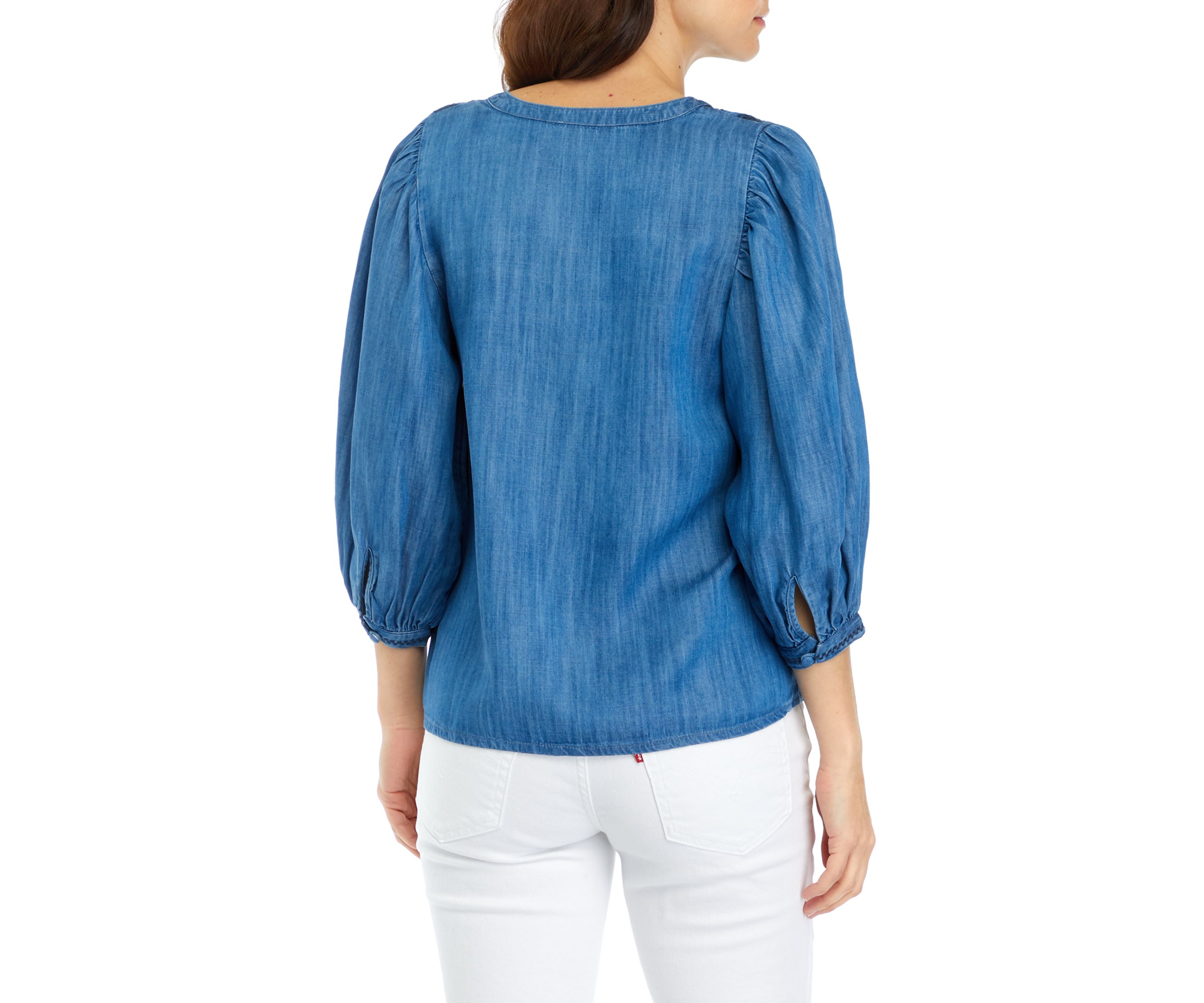 Womens Embroidered Button Down Top