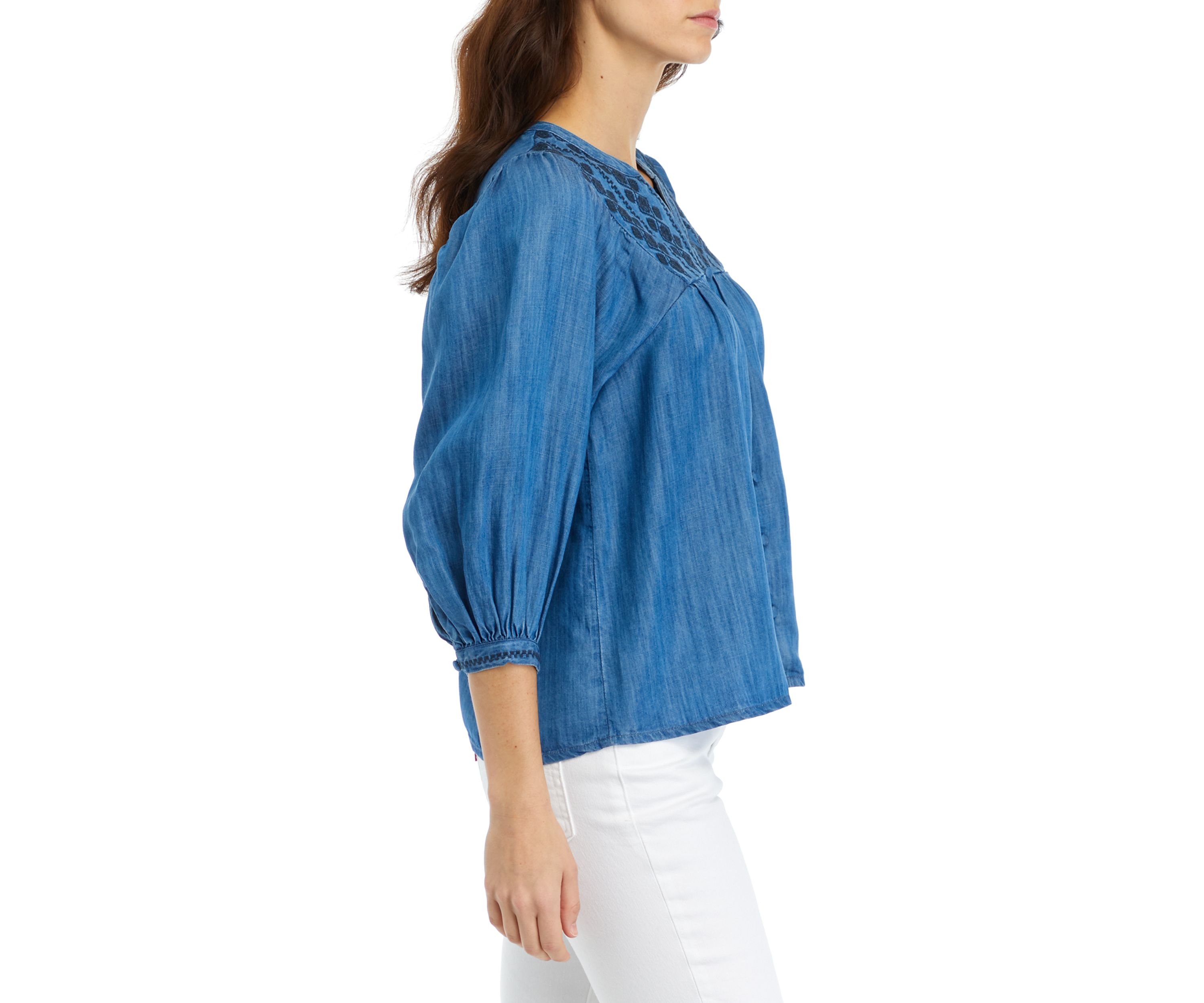 Womens Embroidered Button Down Top