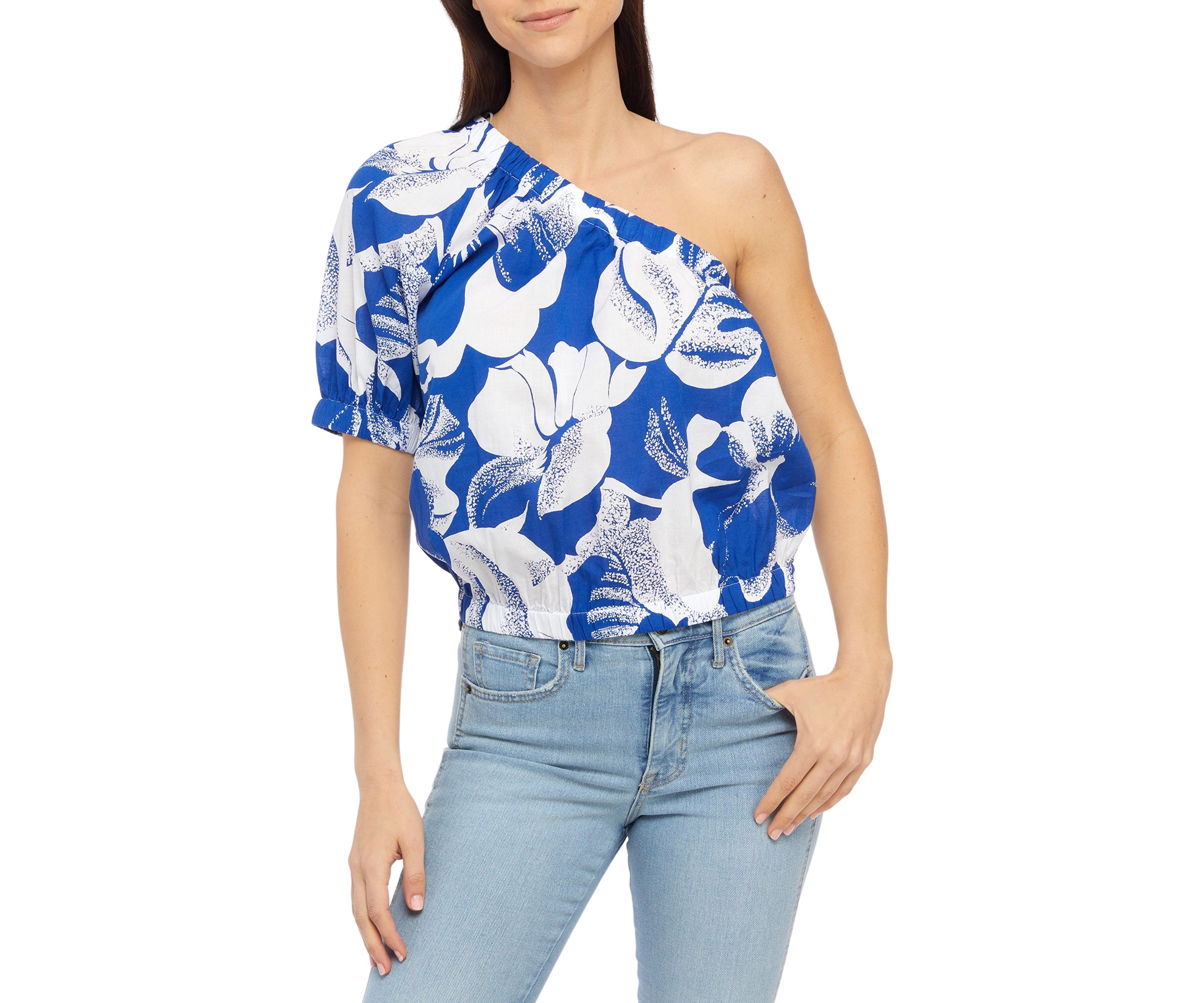 Womens Printed One Shoulder Top