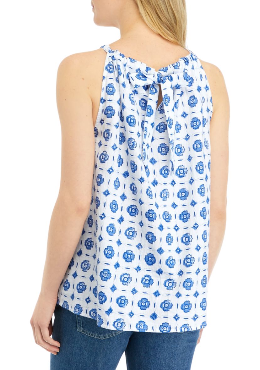 Womens Sleeveless Halter Neck Printed Top