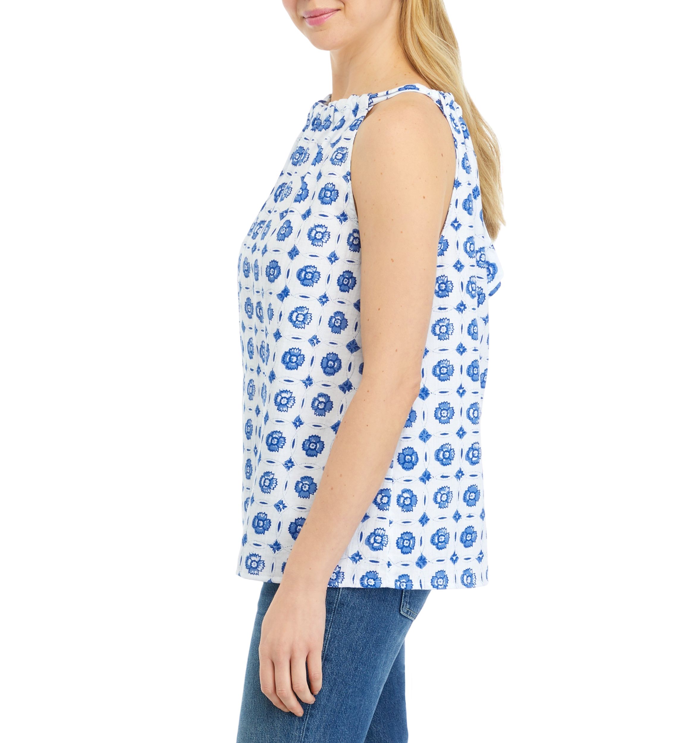 Womens Sleeveless Halter Neck Printed Top