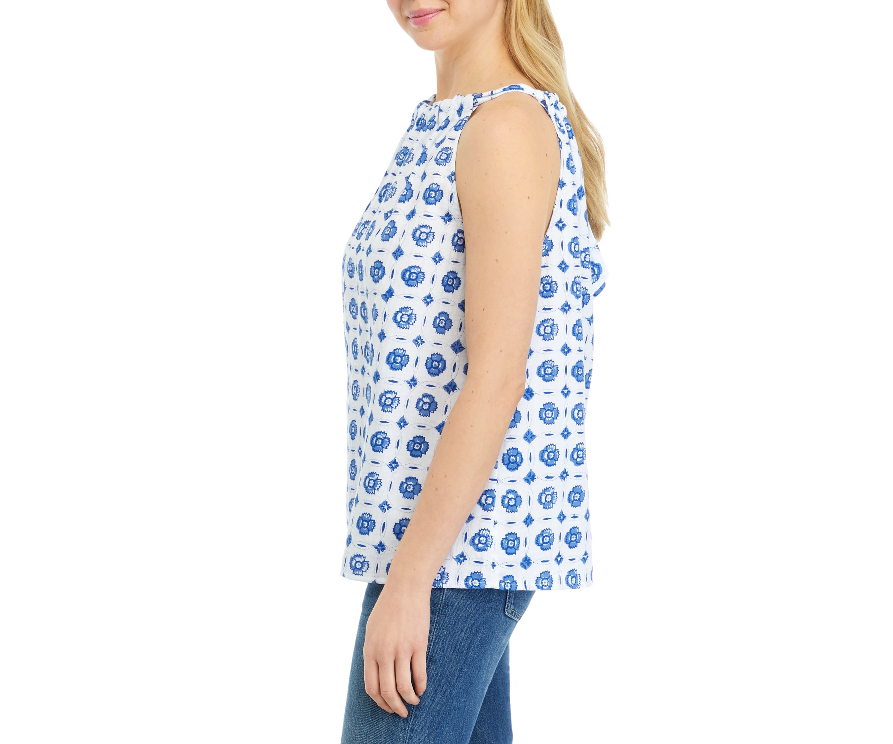 Womens Sleeveless Halter Neck Printed Top