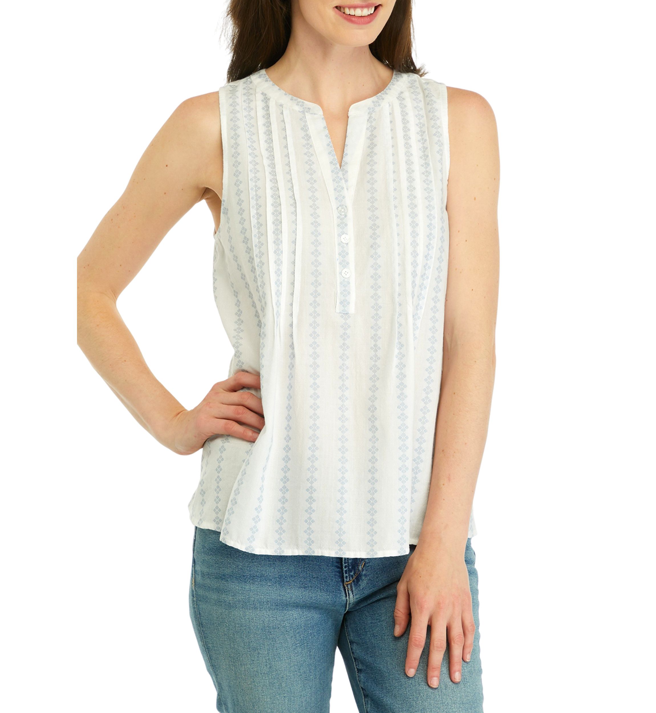 Womens Sleeveless Split Neck Top