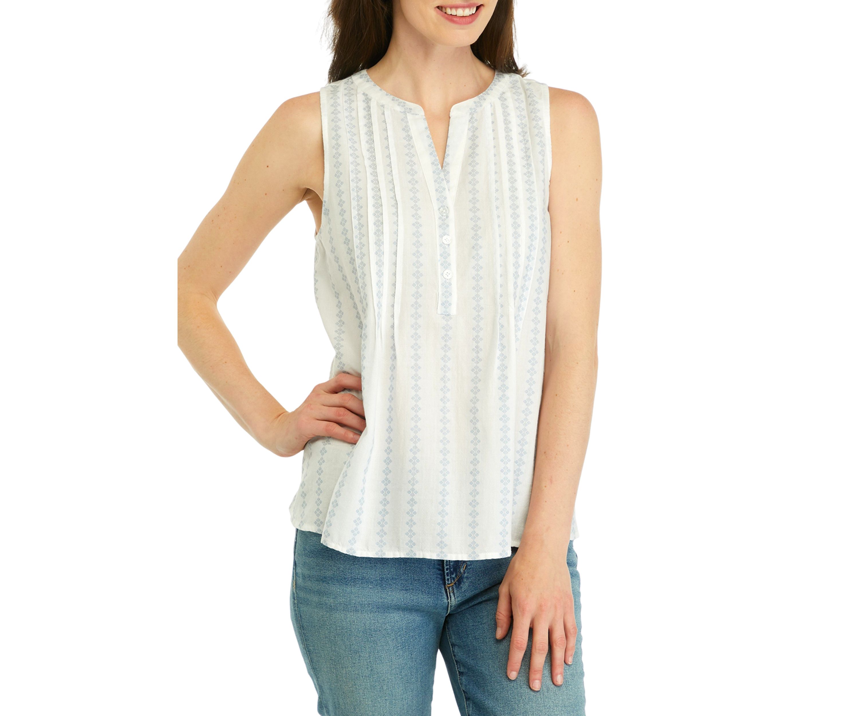 Womens Sleeveless Split Neck Top