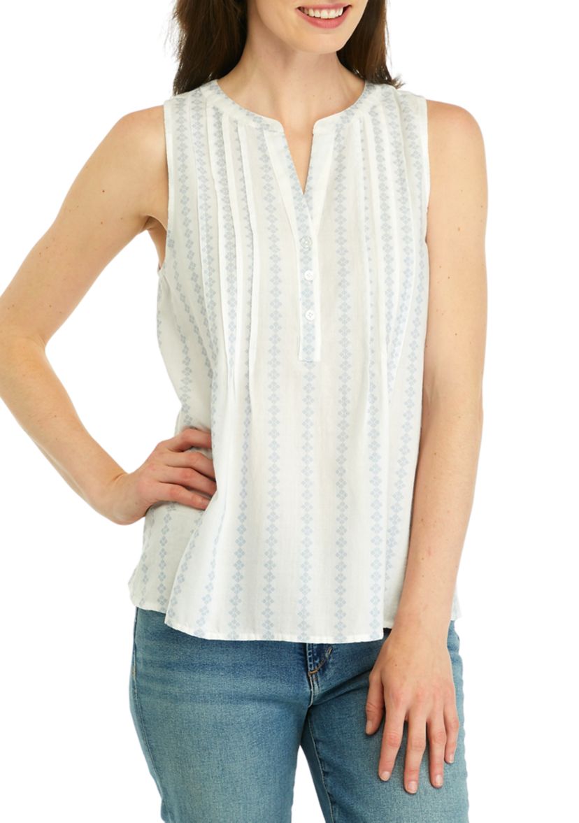 Womens Sleeveless Split Neck Top