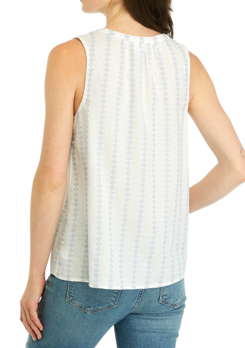 Womens Sleeveless Split Neck Top