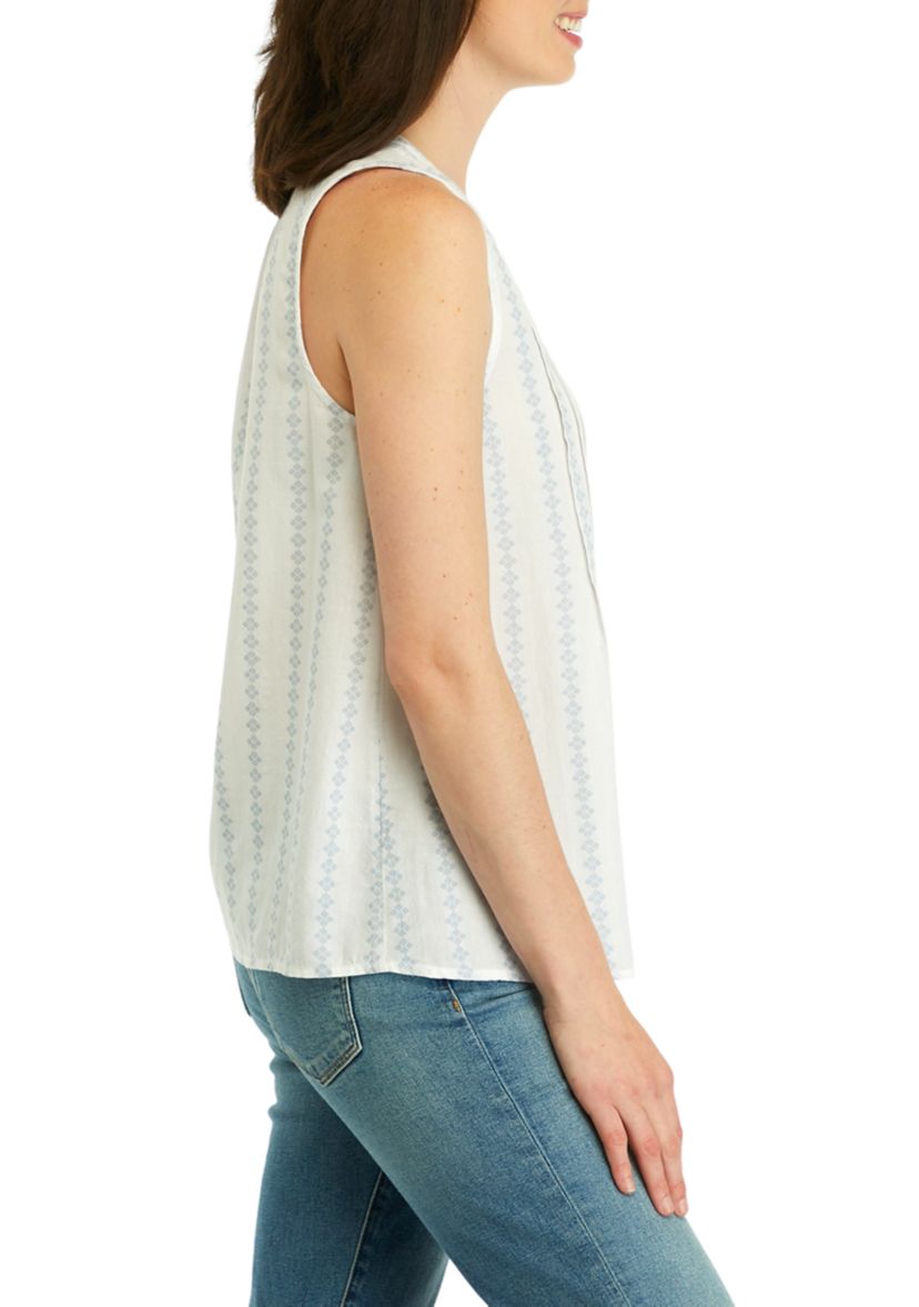 Womens Sleeveless Split Neck Top