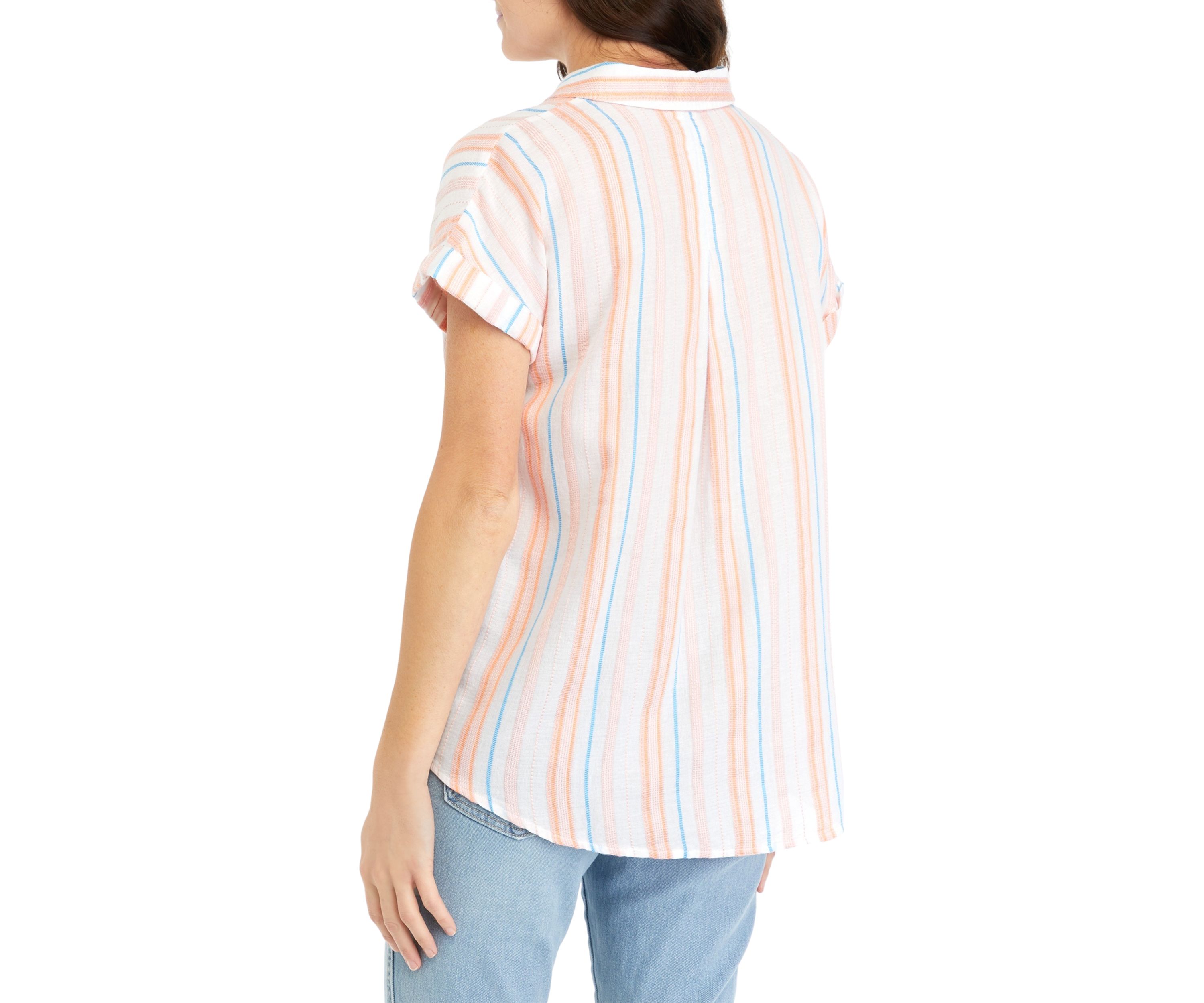 Womens Short Sleeve Yarn Dyed Camp Shirt