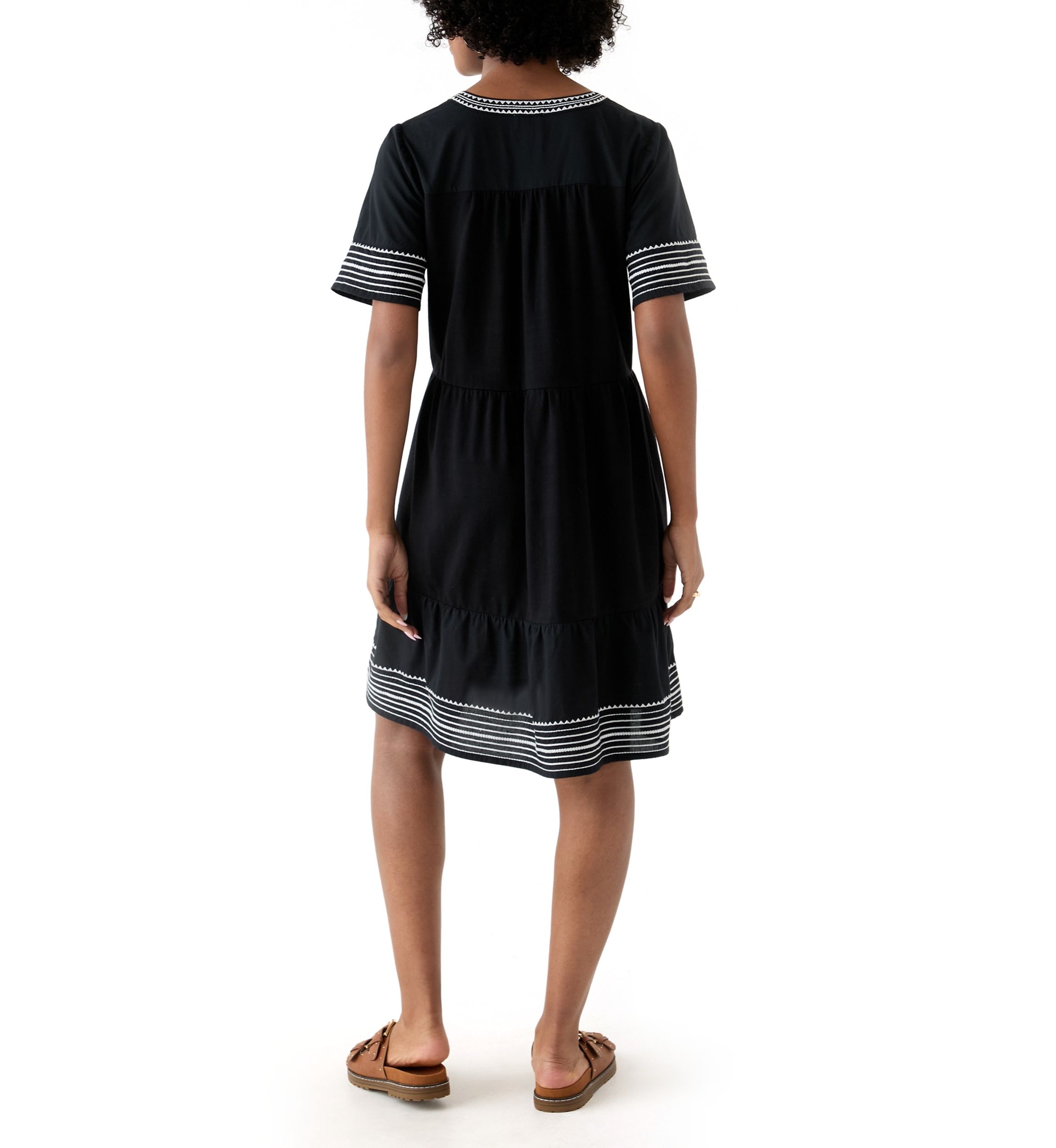 Womens Embroidered Knit Woven Dress