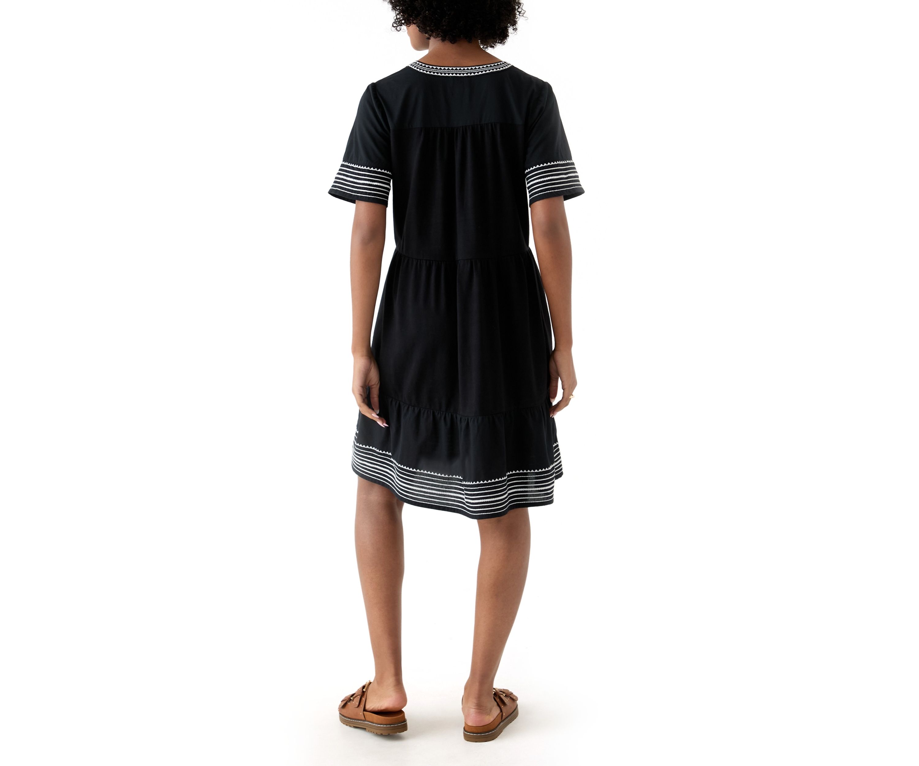 Womens Embroidered Knit Woven Dress
