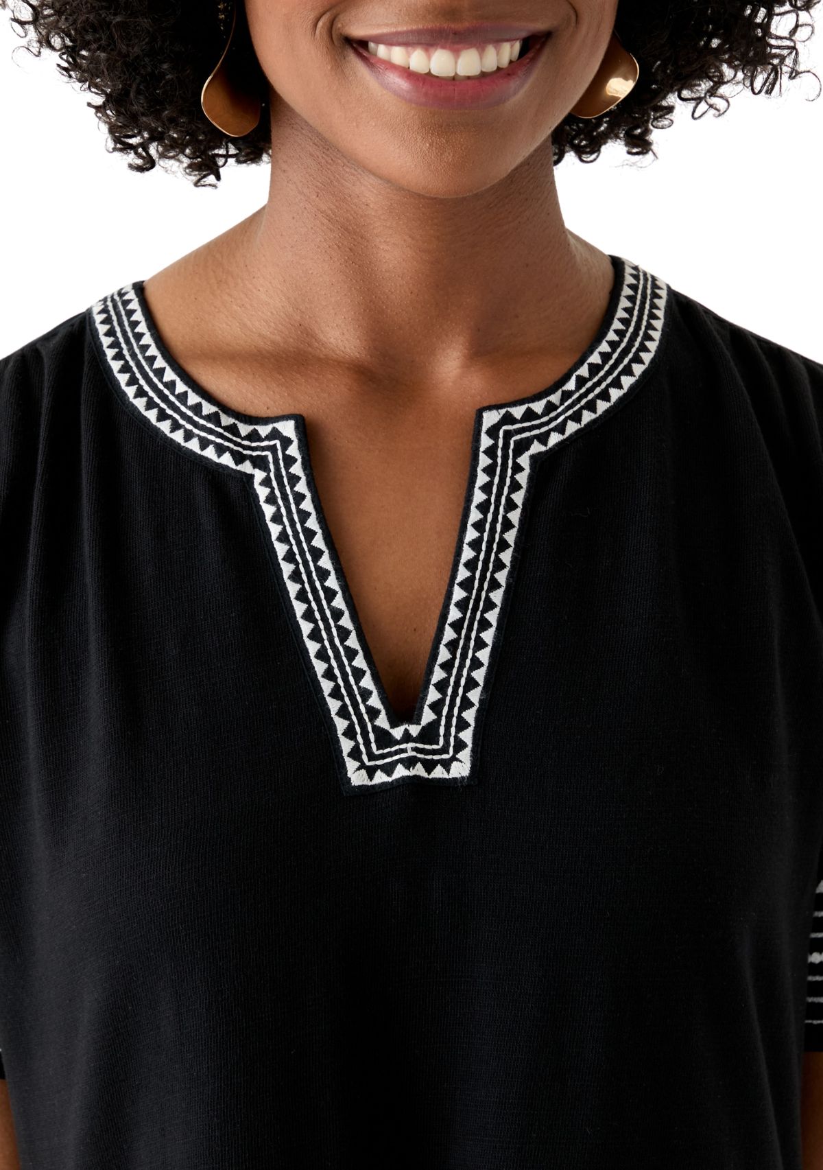Womens Embroidered Knit Woven Dress