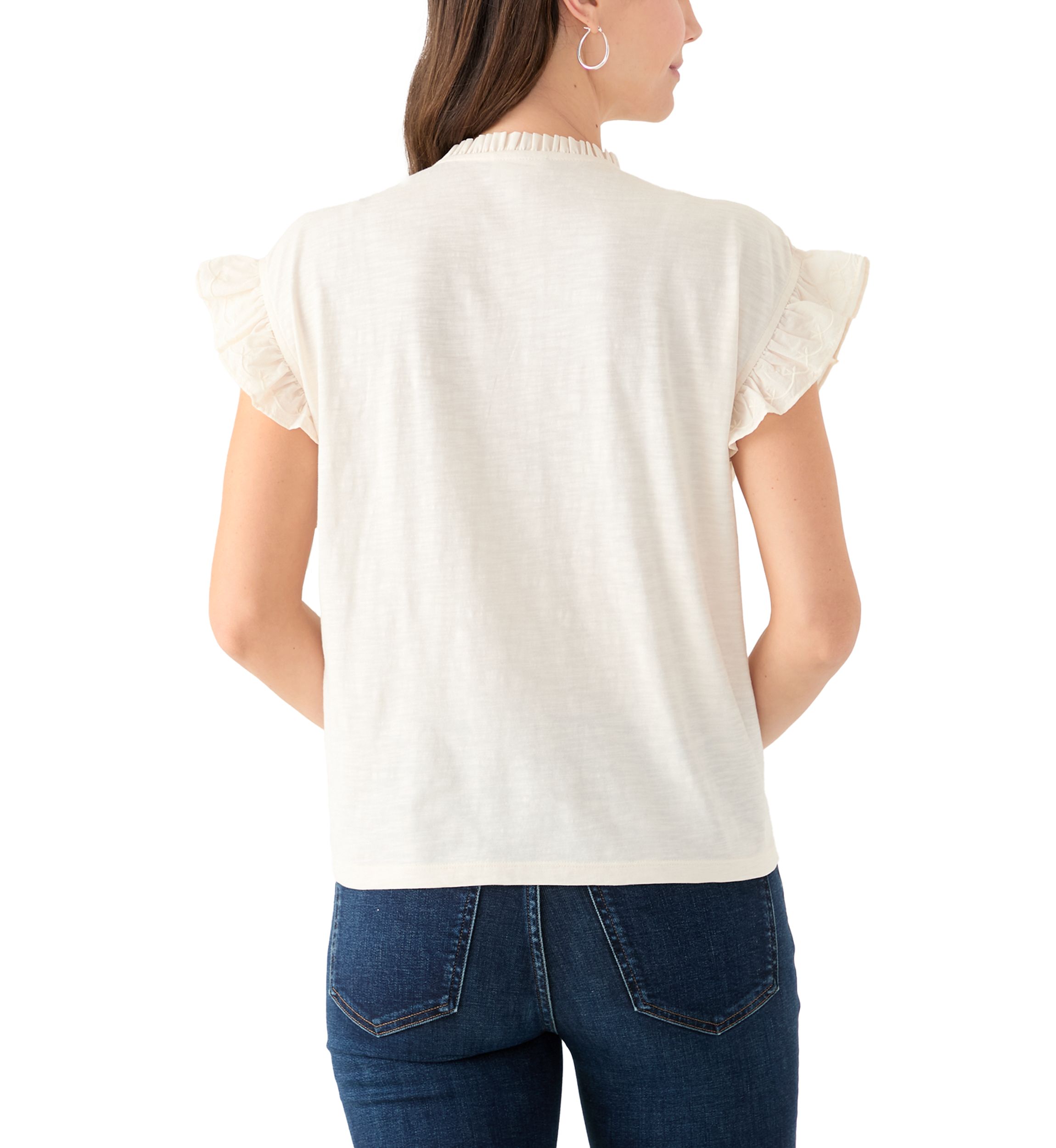 Womens Short Sleeve Embroidered Pintuck Blouse
