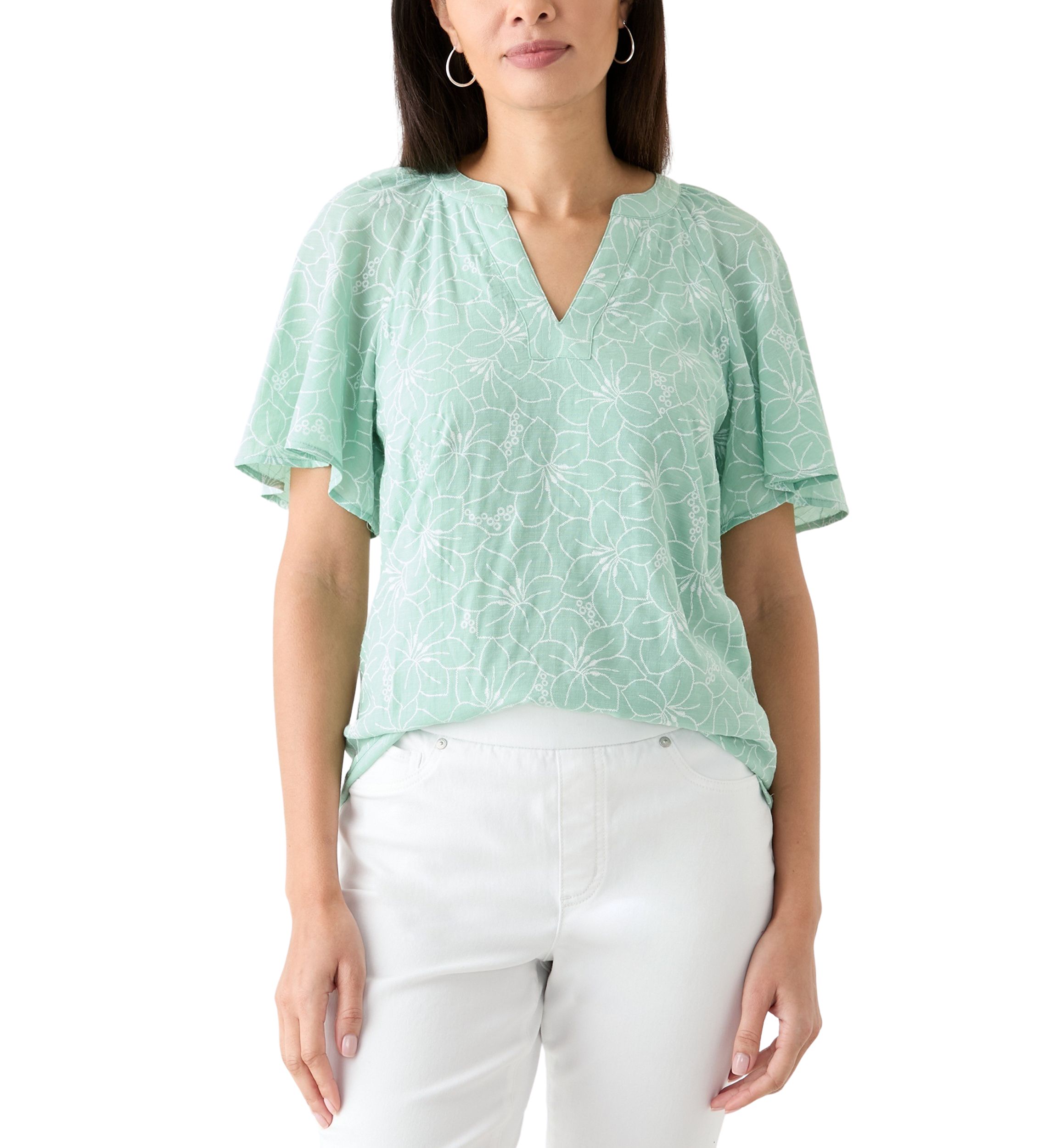 Womens Printed Pintuck Top