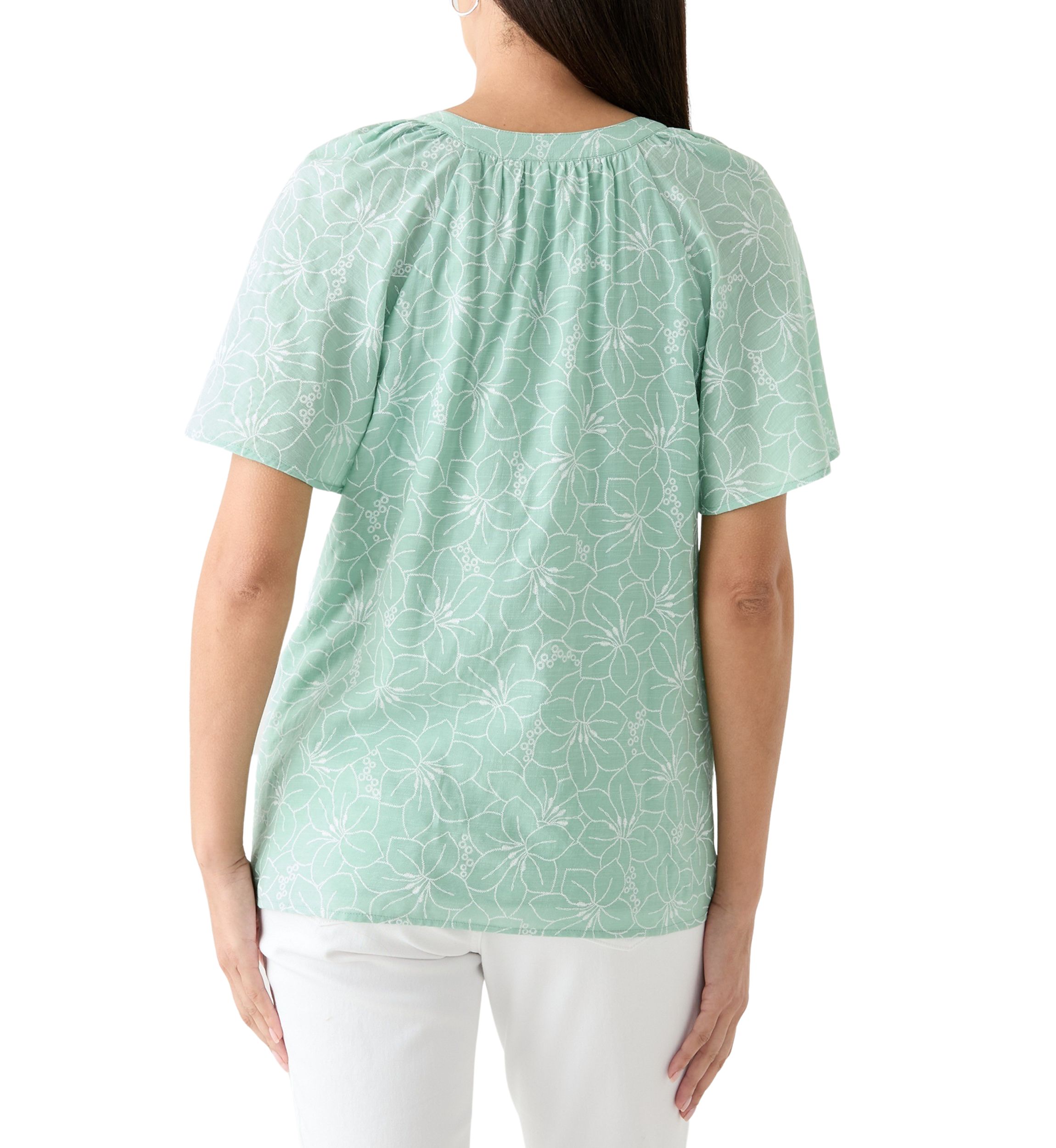 Womens Printed Pintuck Top
