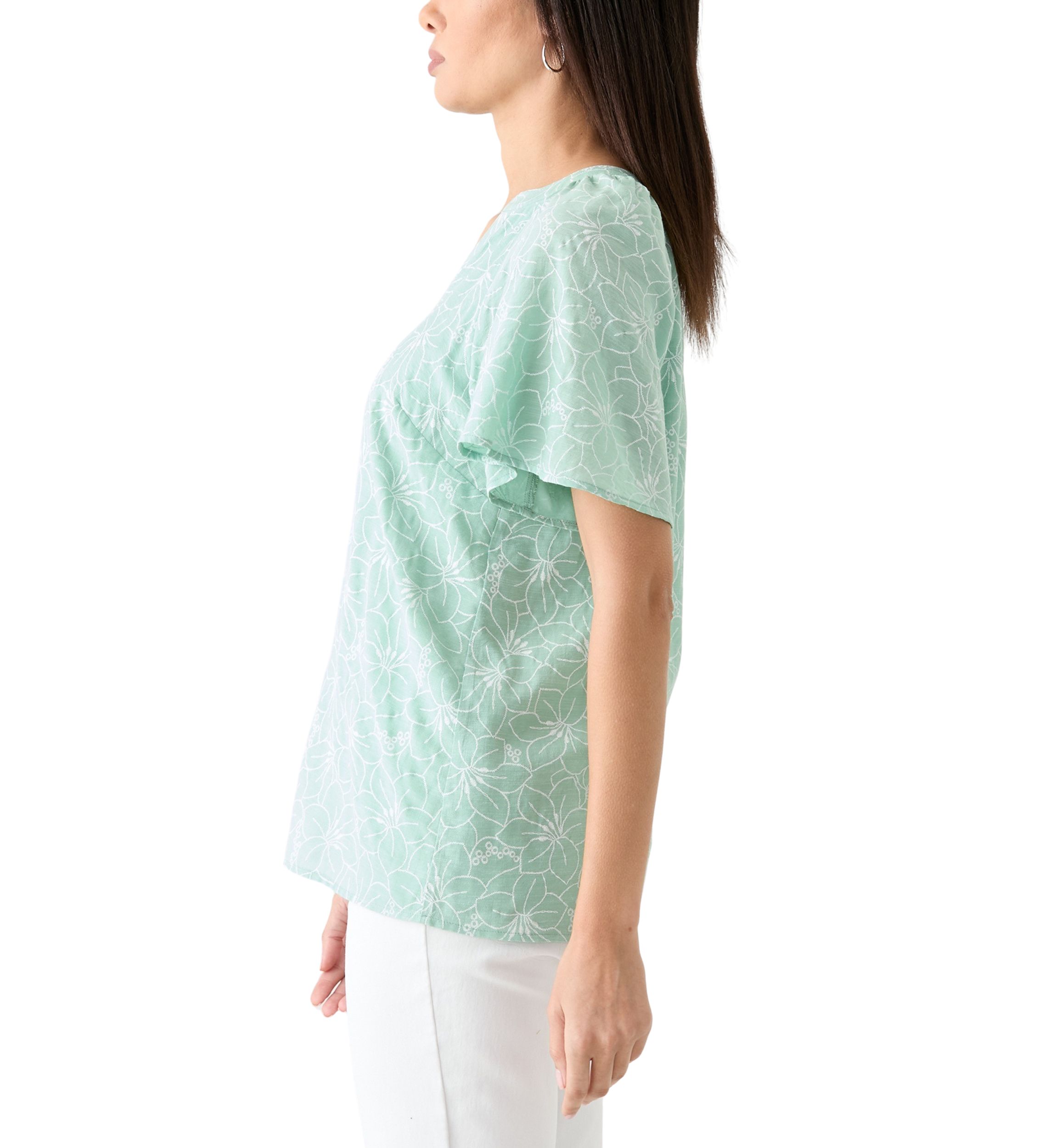Womens Printed Pintuck Top