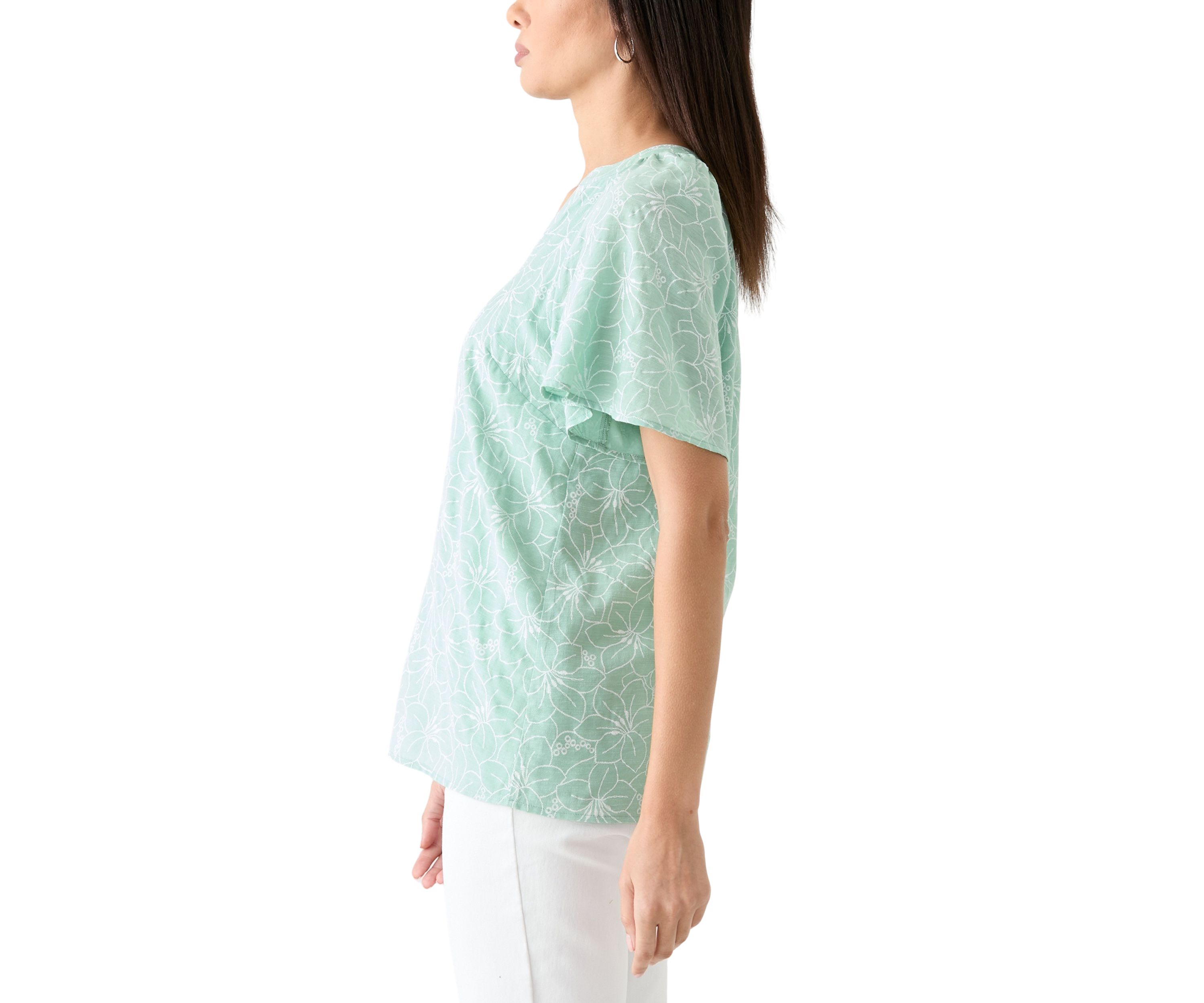 Womens Printed Pintuck Top