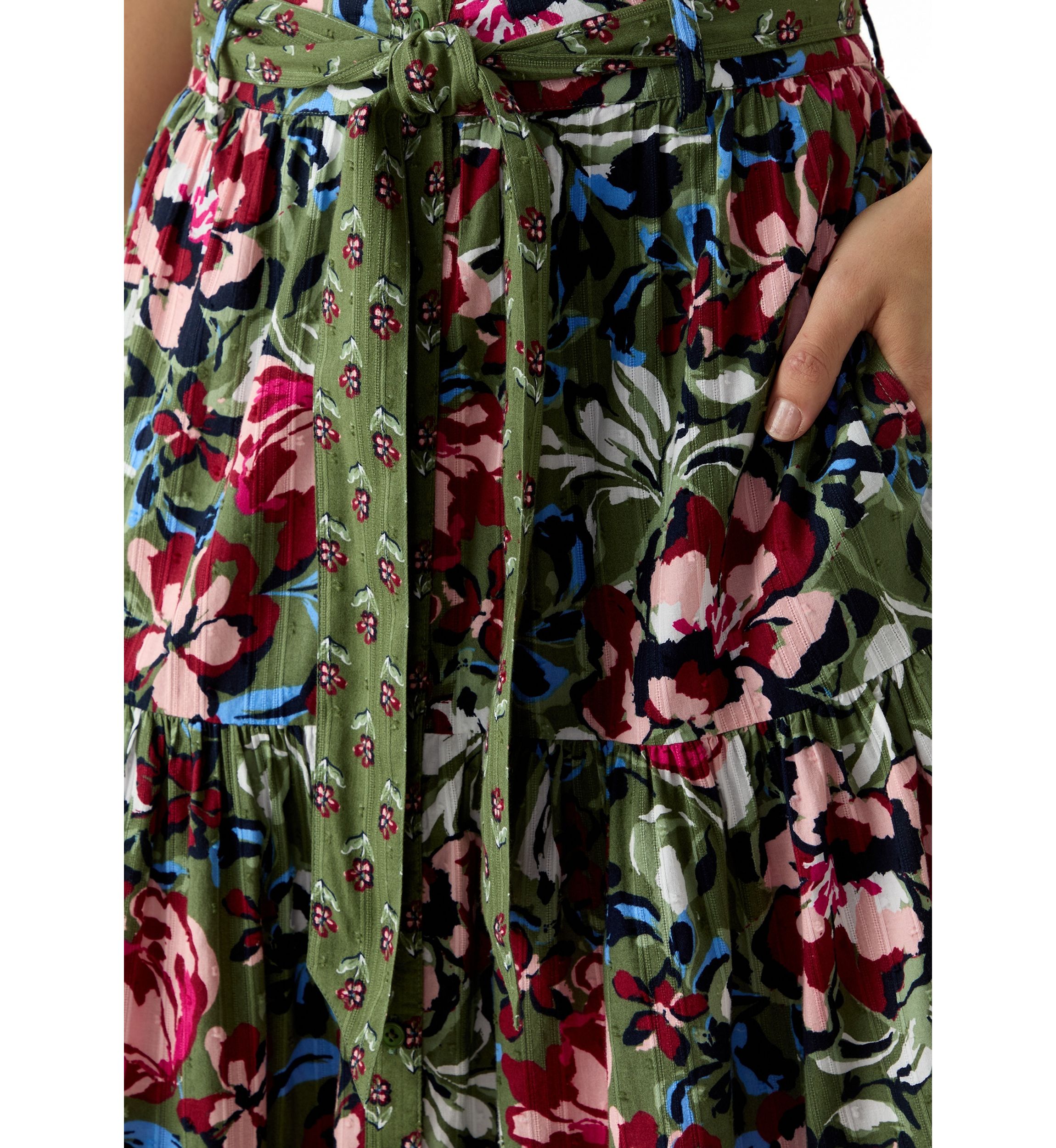 Womens Button Front Midi Skirt