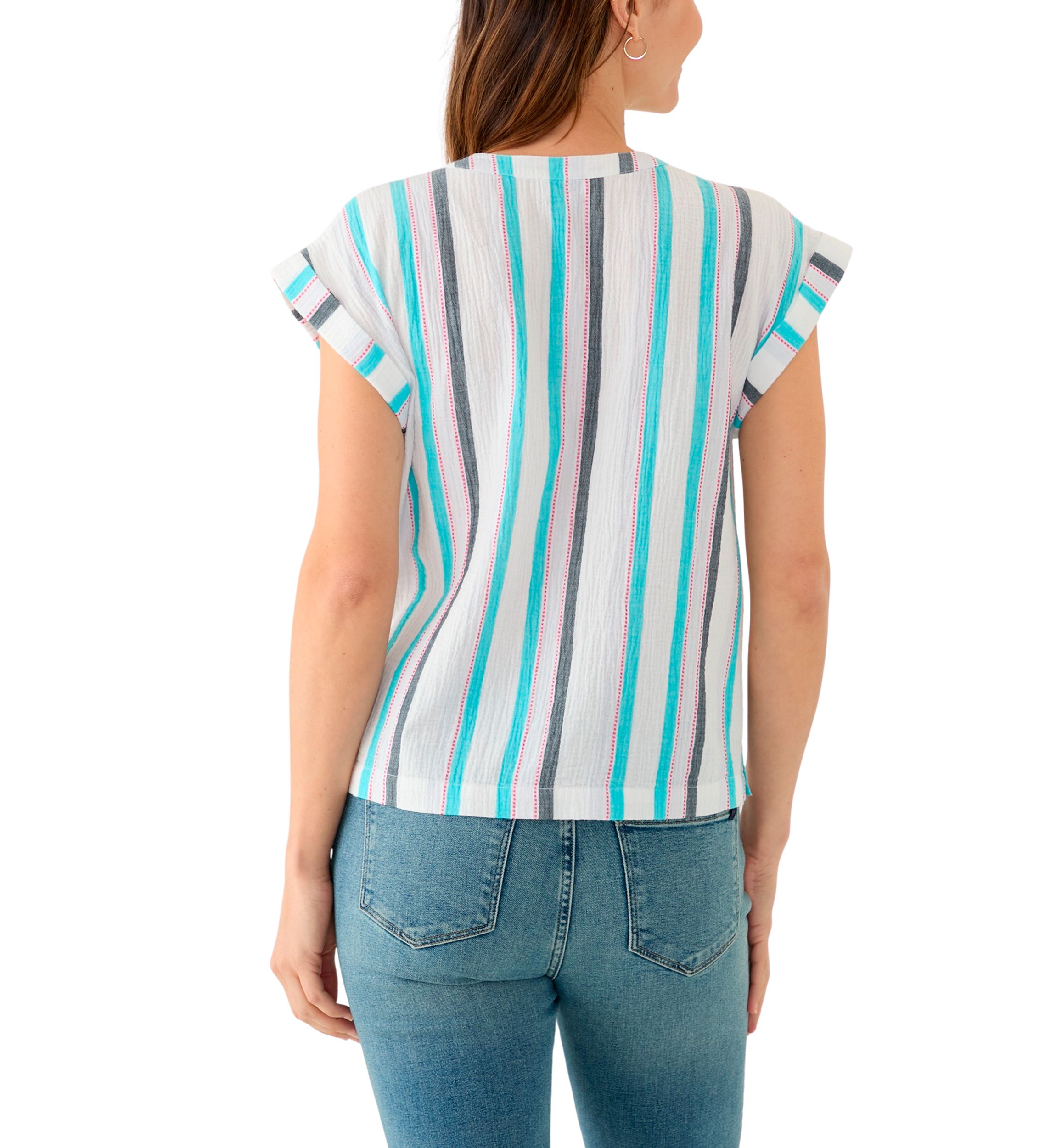 Womens Printed Split Neck Top