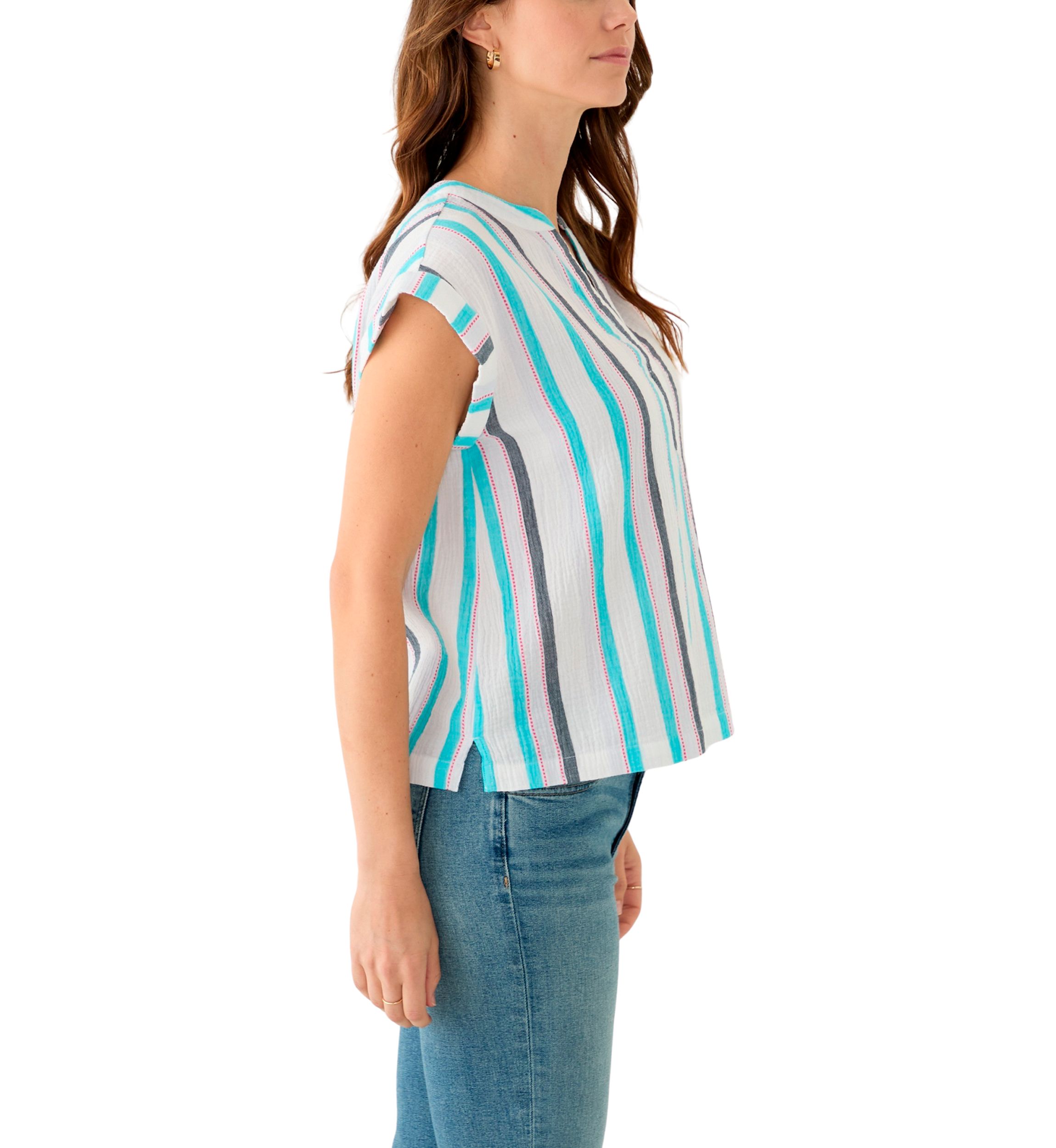 Womens Printed Split Neck Top