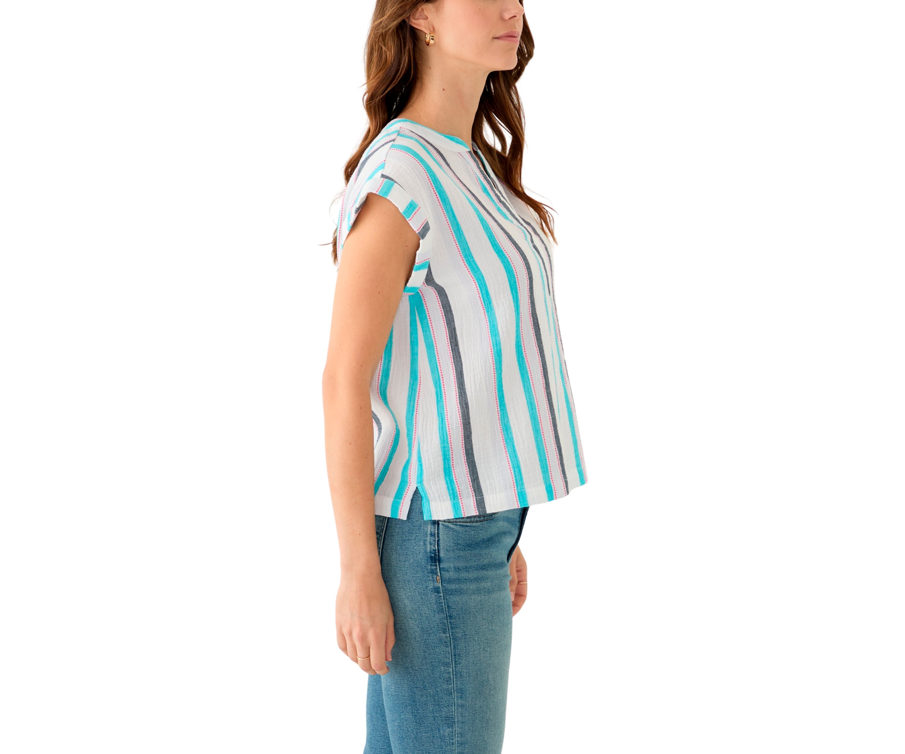 Womens Printed Split Neck Top