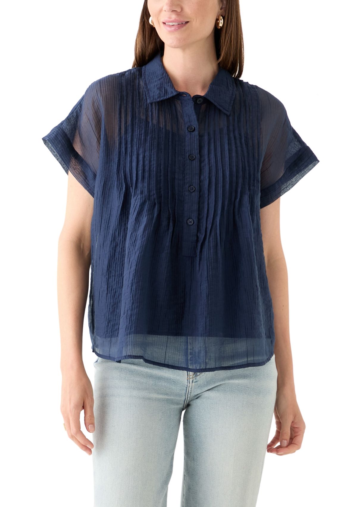 Womens Short Sleeve Popover Swing Top