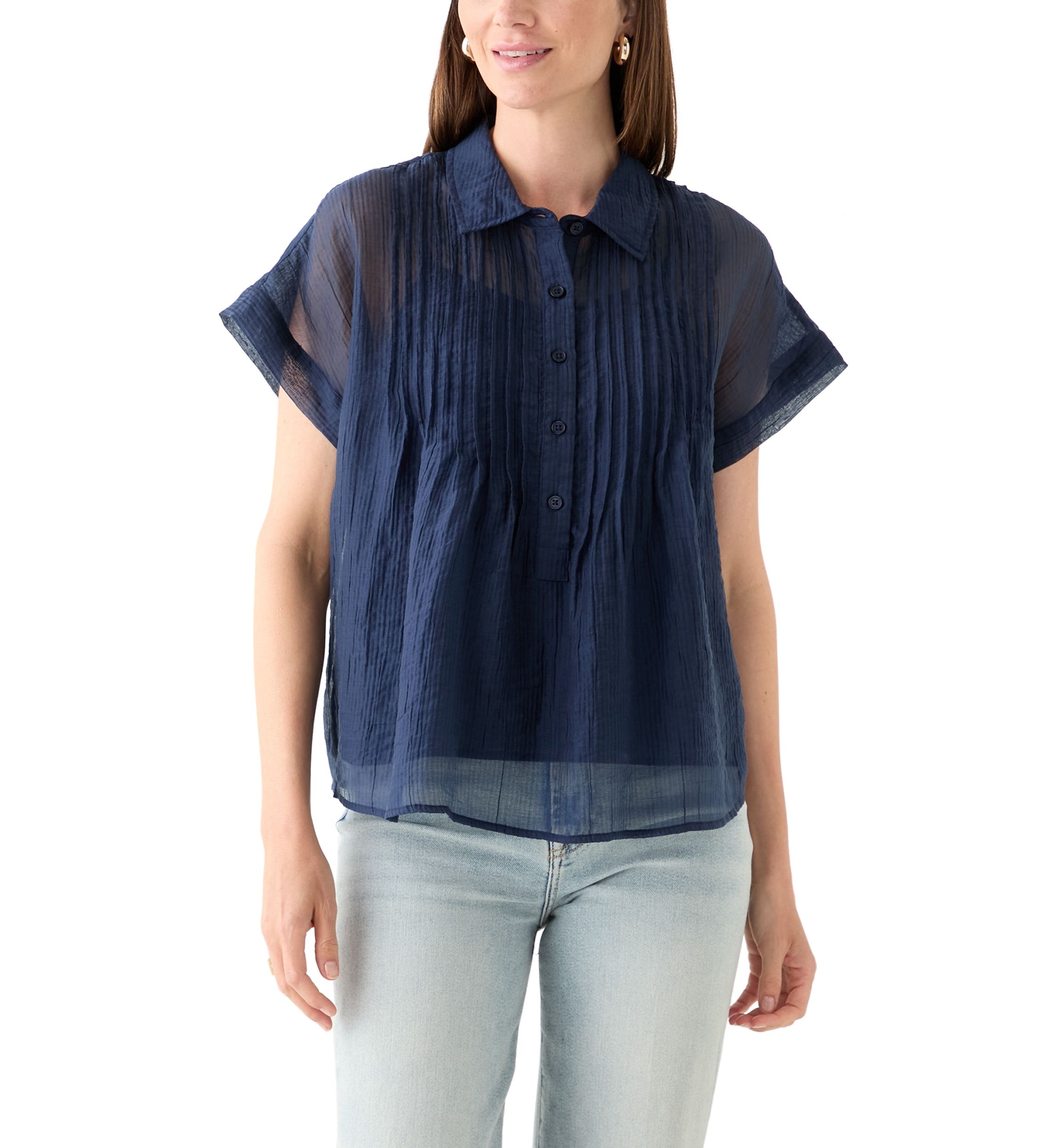 Womens Short Sleeve Popover Swing Top