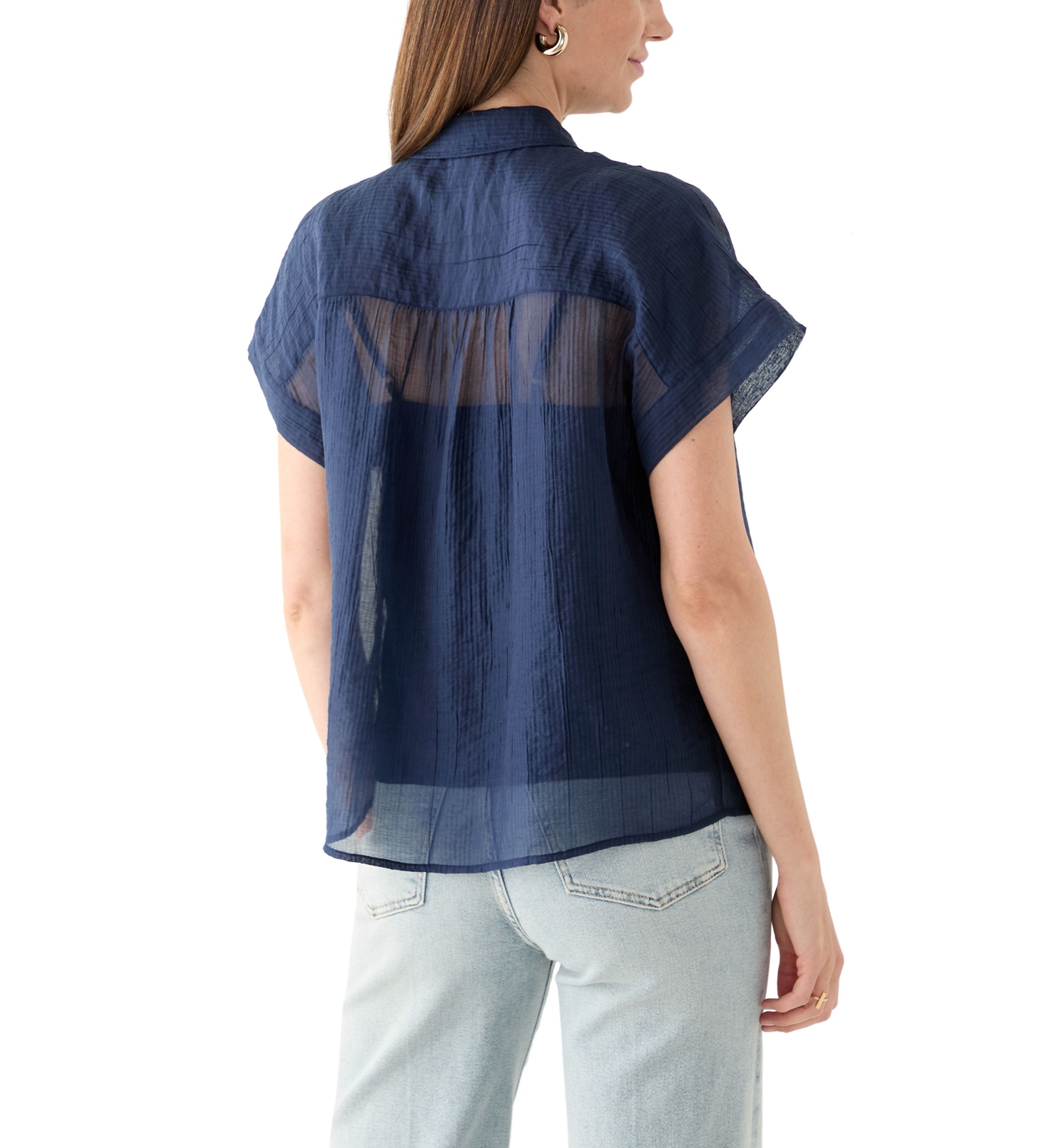 Womens Short Sleeve Popover Swing Top