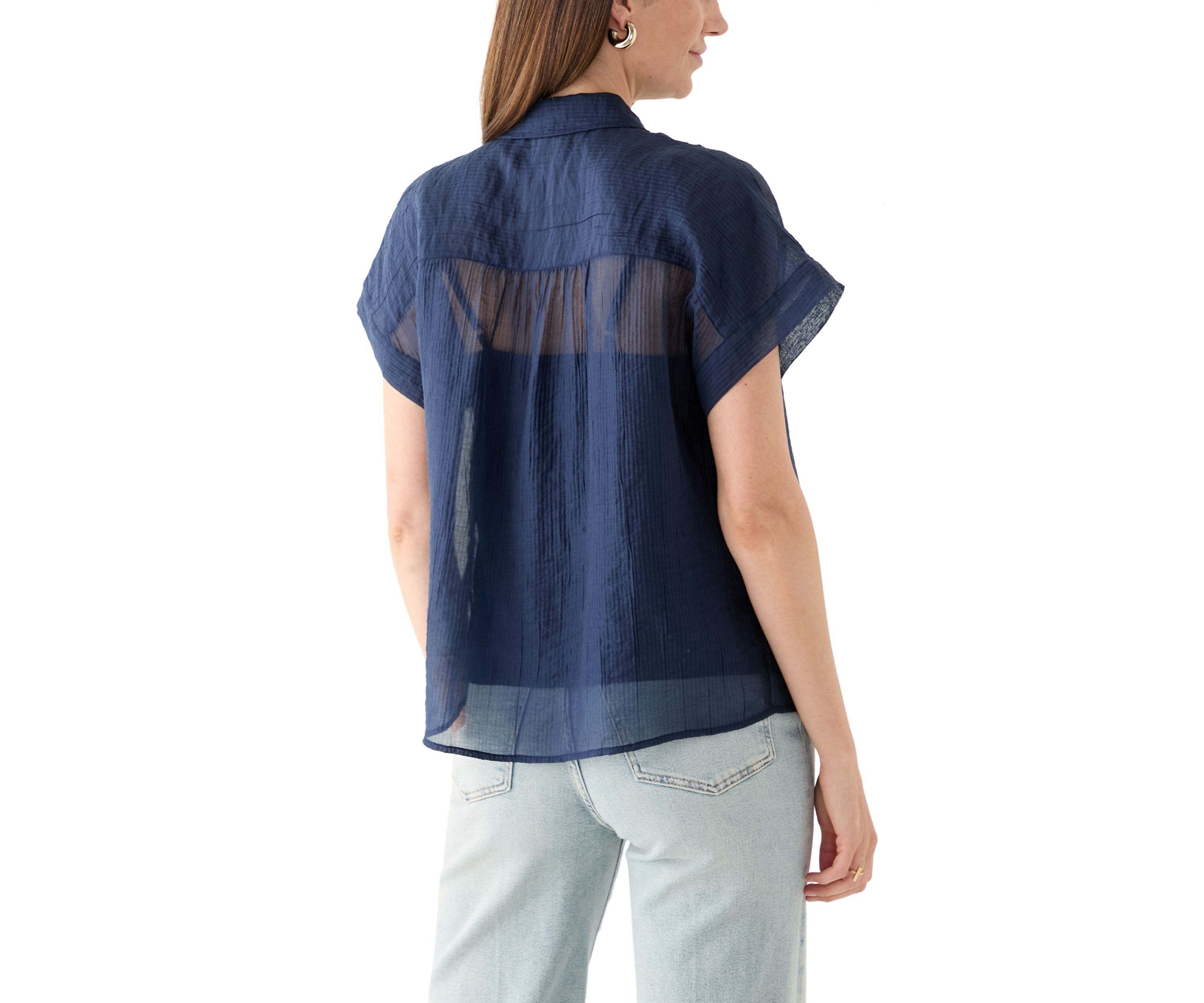 Womens Short Sleeve Popover Swing Top