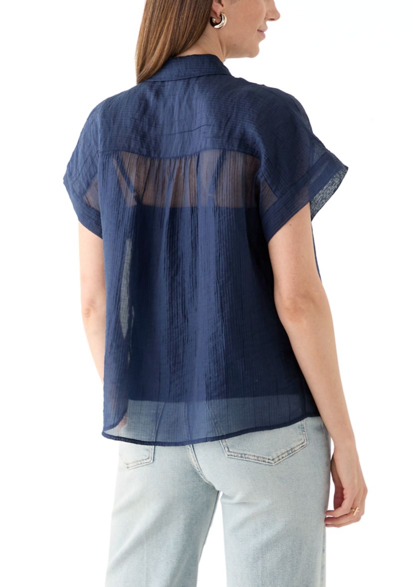 Womens Short Sleeve Popover Swing Top