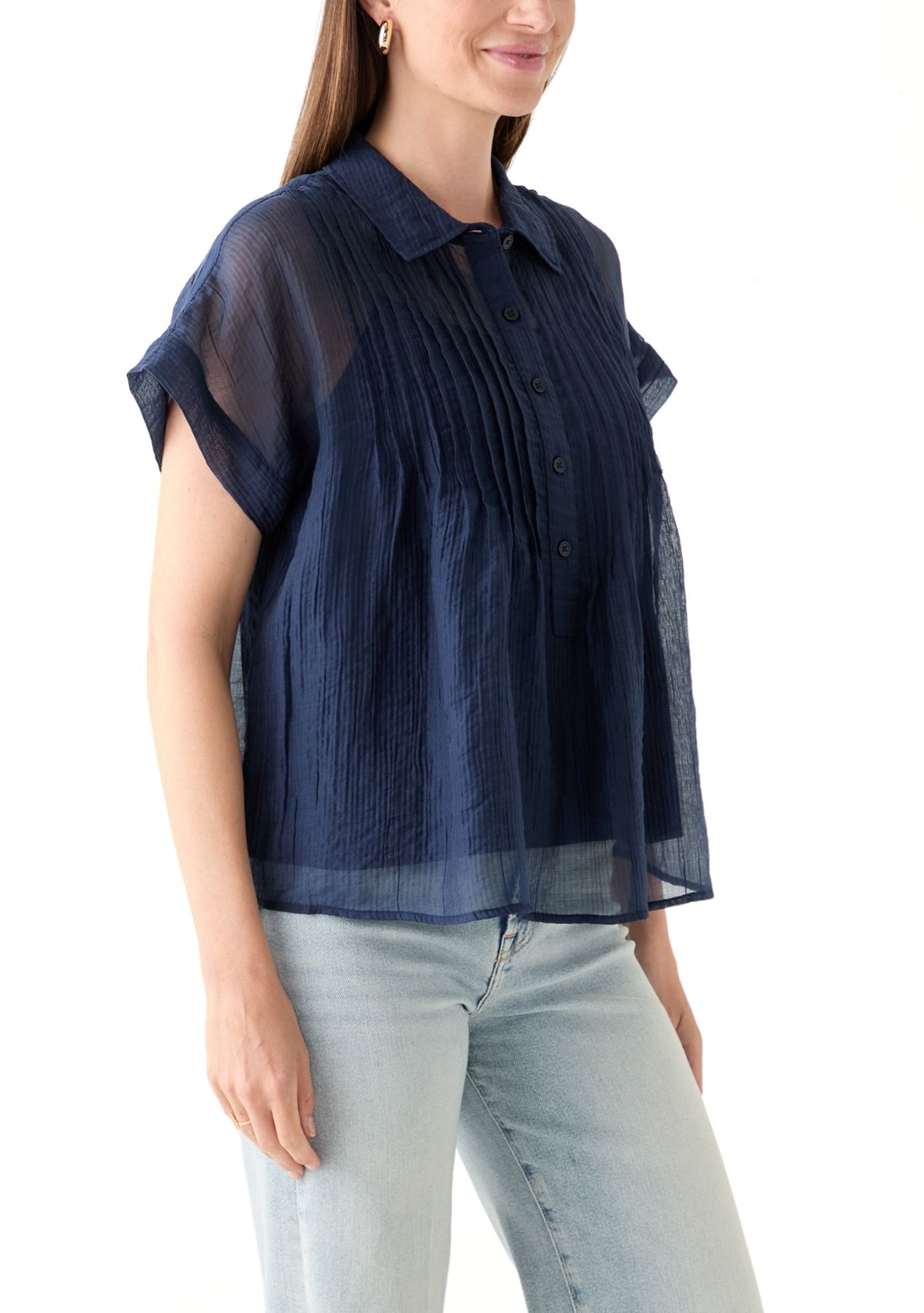 Womens Short Sleeve Popover Swing Top
