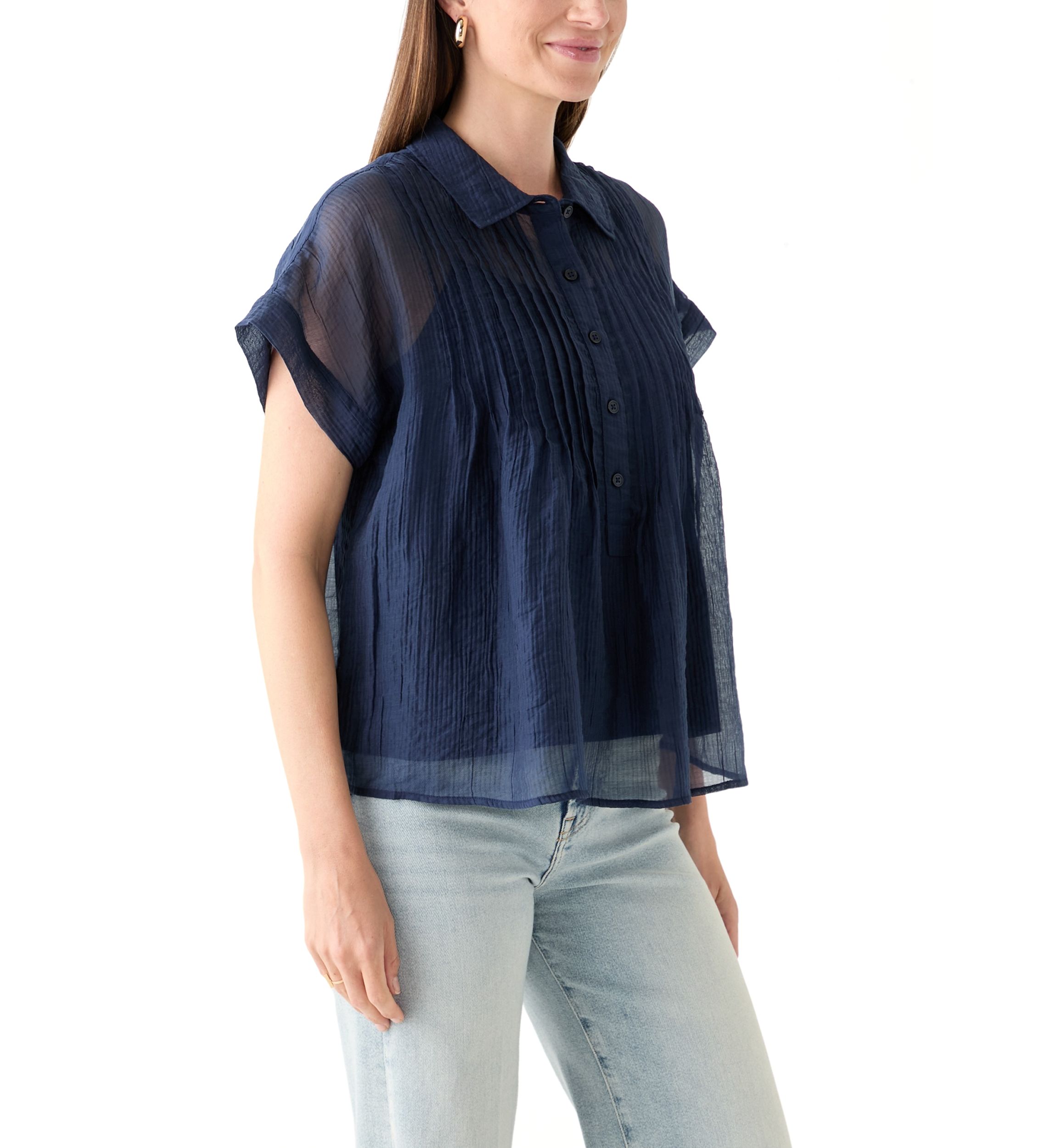 Womens Short Sleeve Popover Swing Top