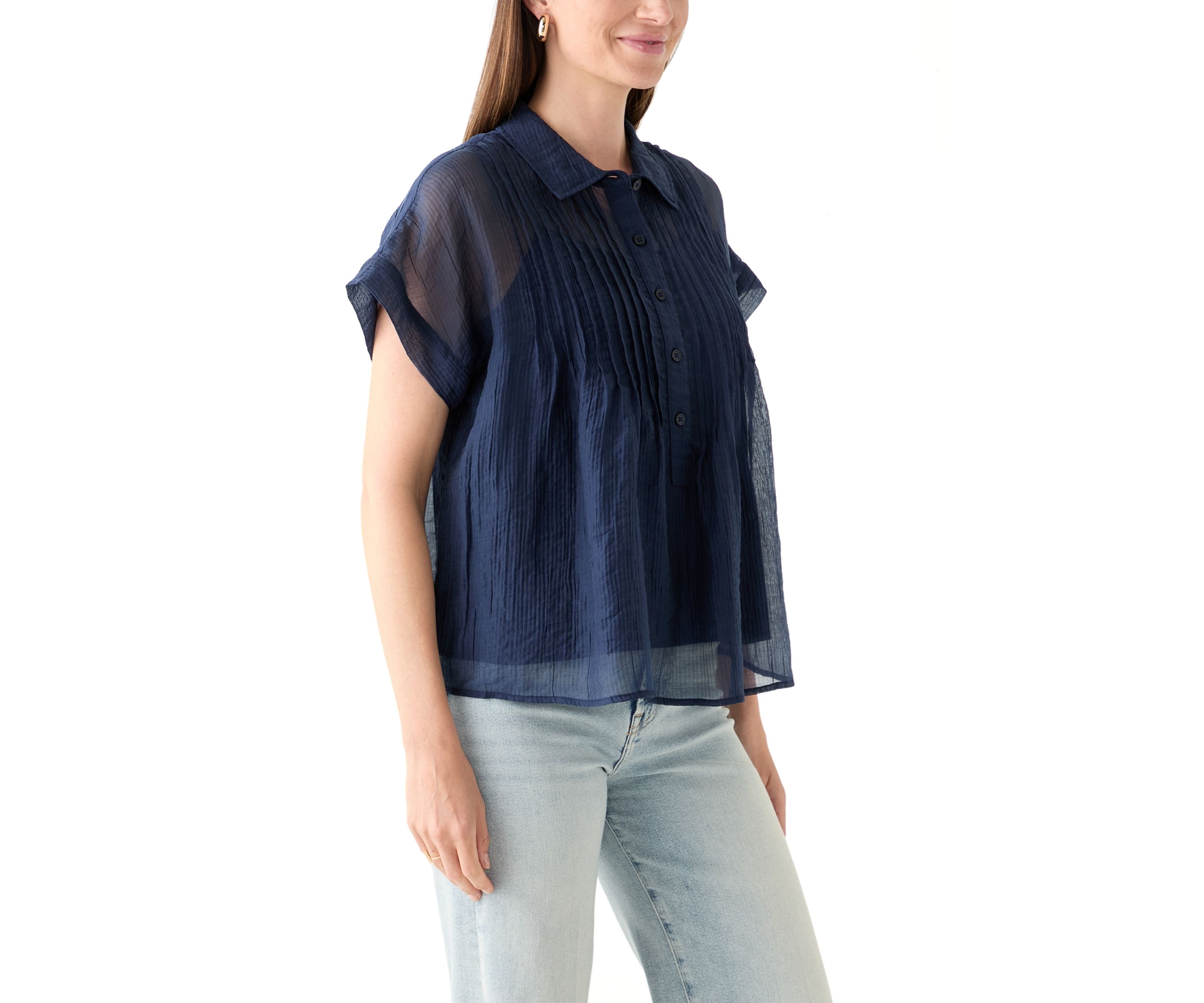 Womens Short Sleeve Popover Swing Top