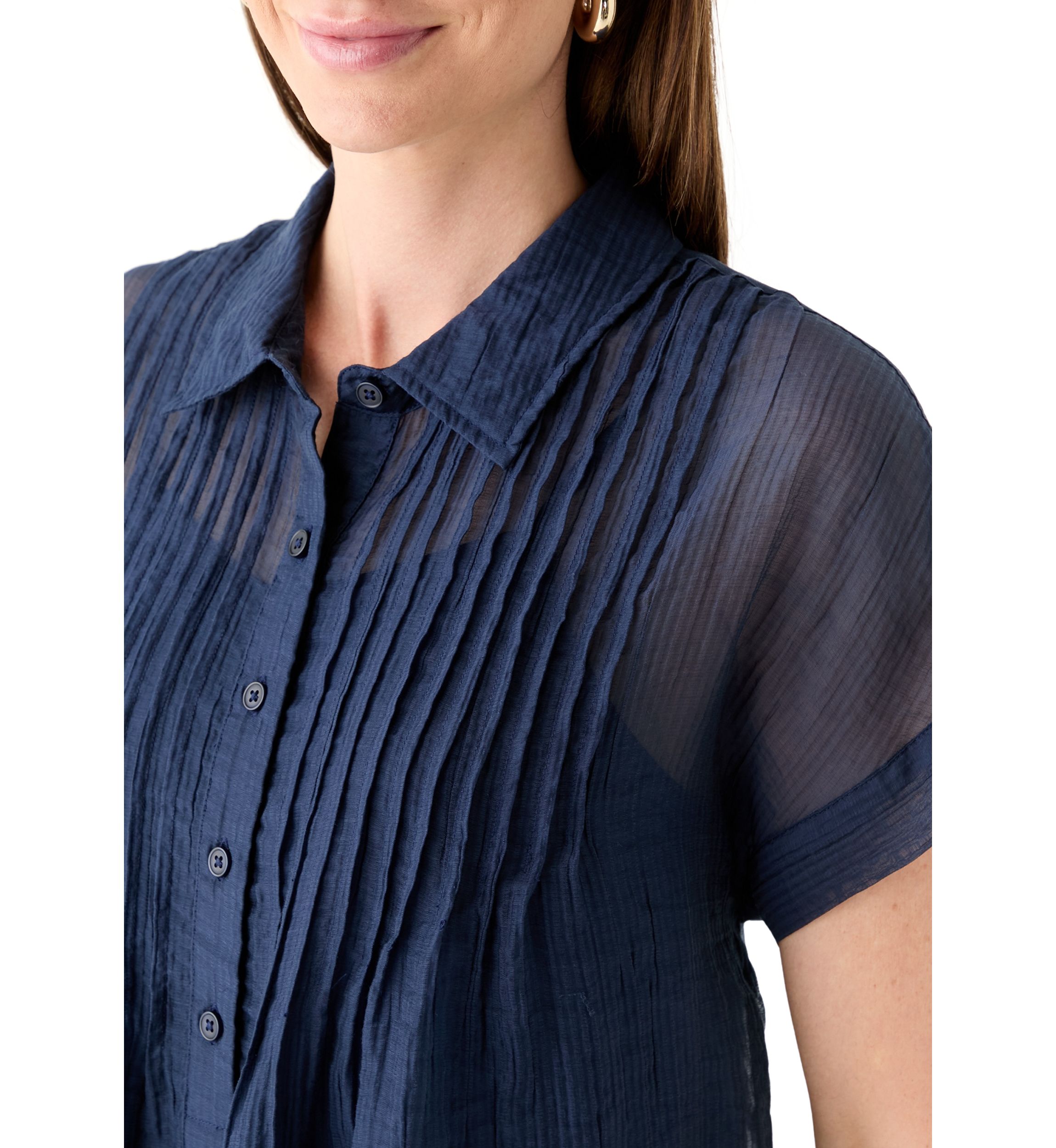 Womens Short Sleeve Popover Swing Top
