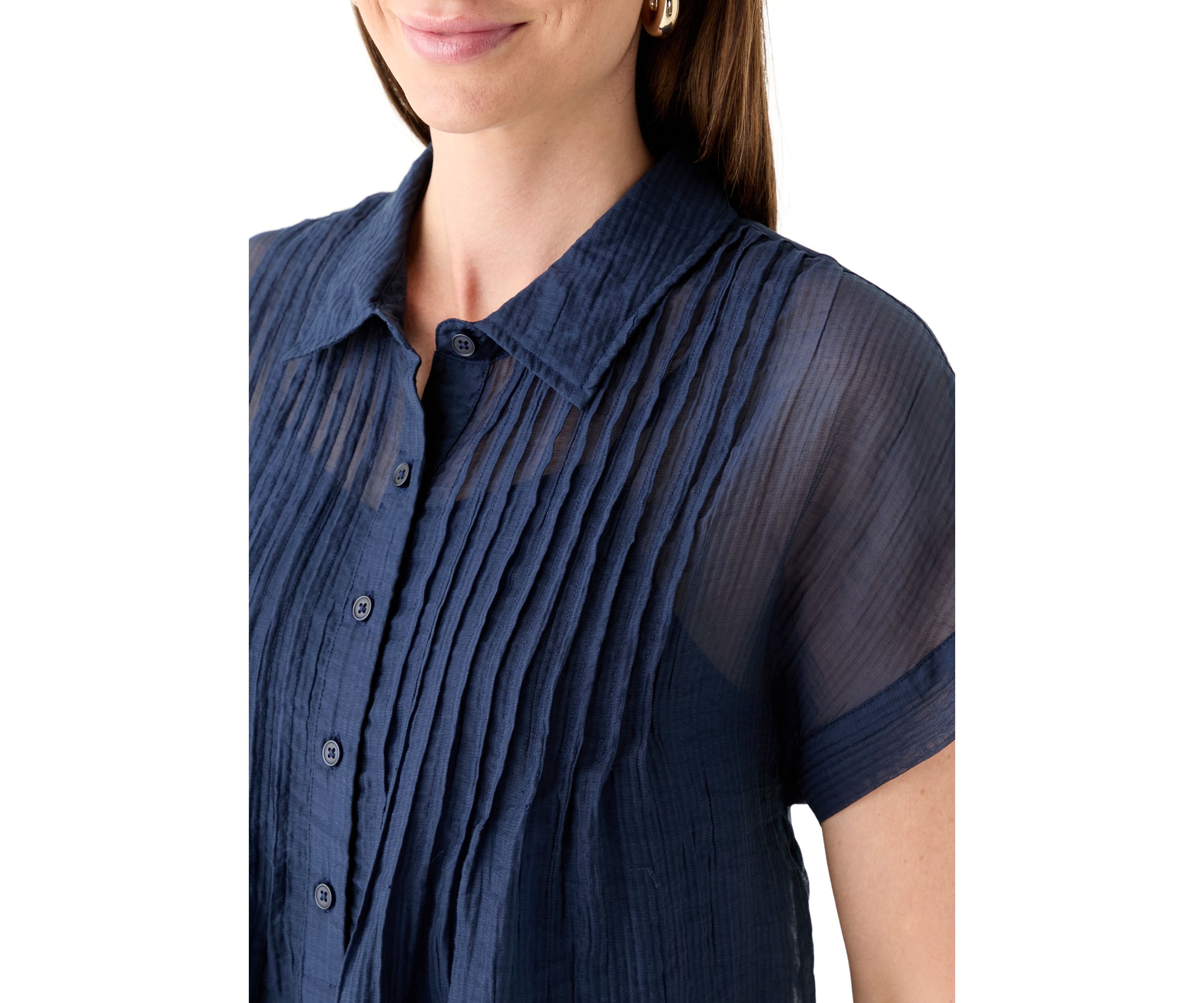 Womens Short Sleeve Popover Swing Top