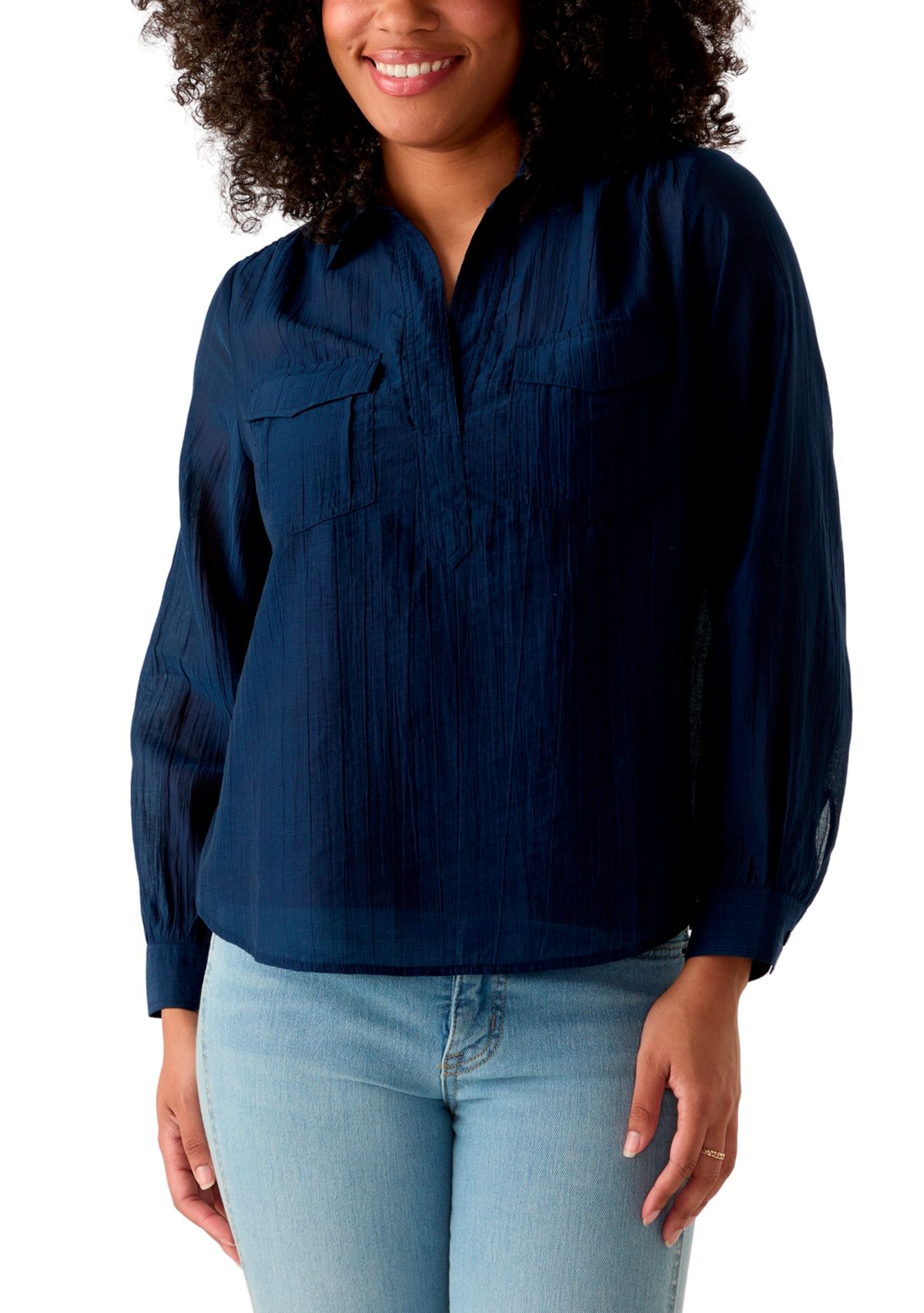 Womens Long Sleeve Utility Popover Shirt