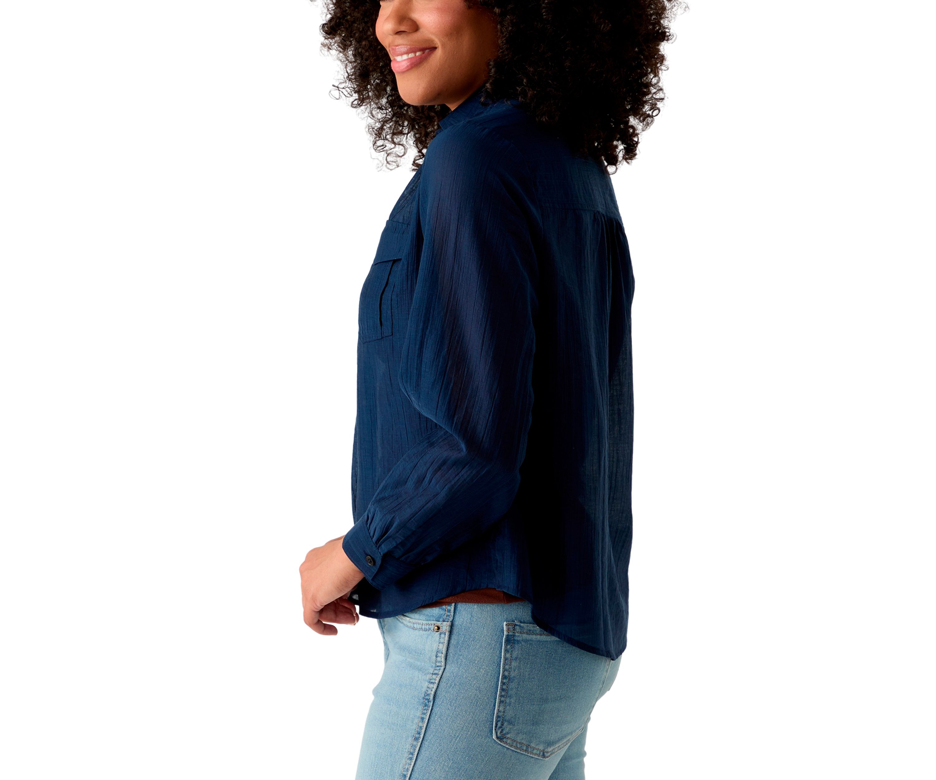 Womens Long Sleeve Utility Popover Shirt