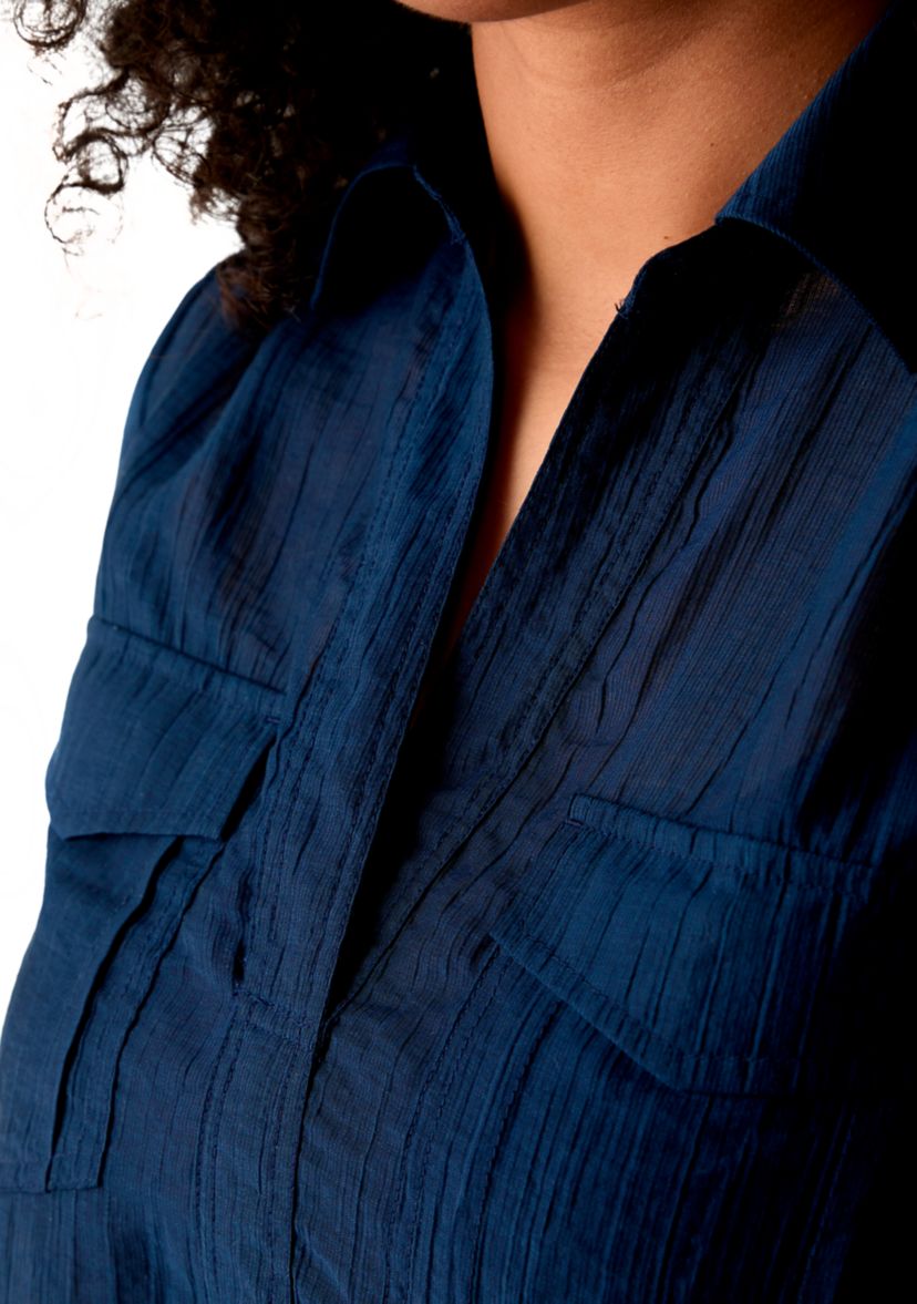 Womens Long Sleeve Utility Popover Shirt