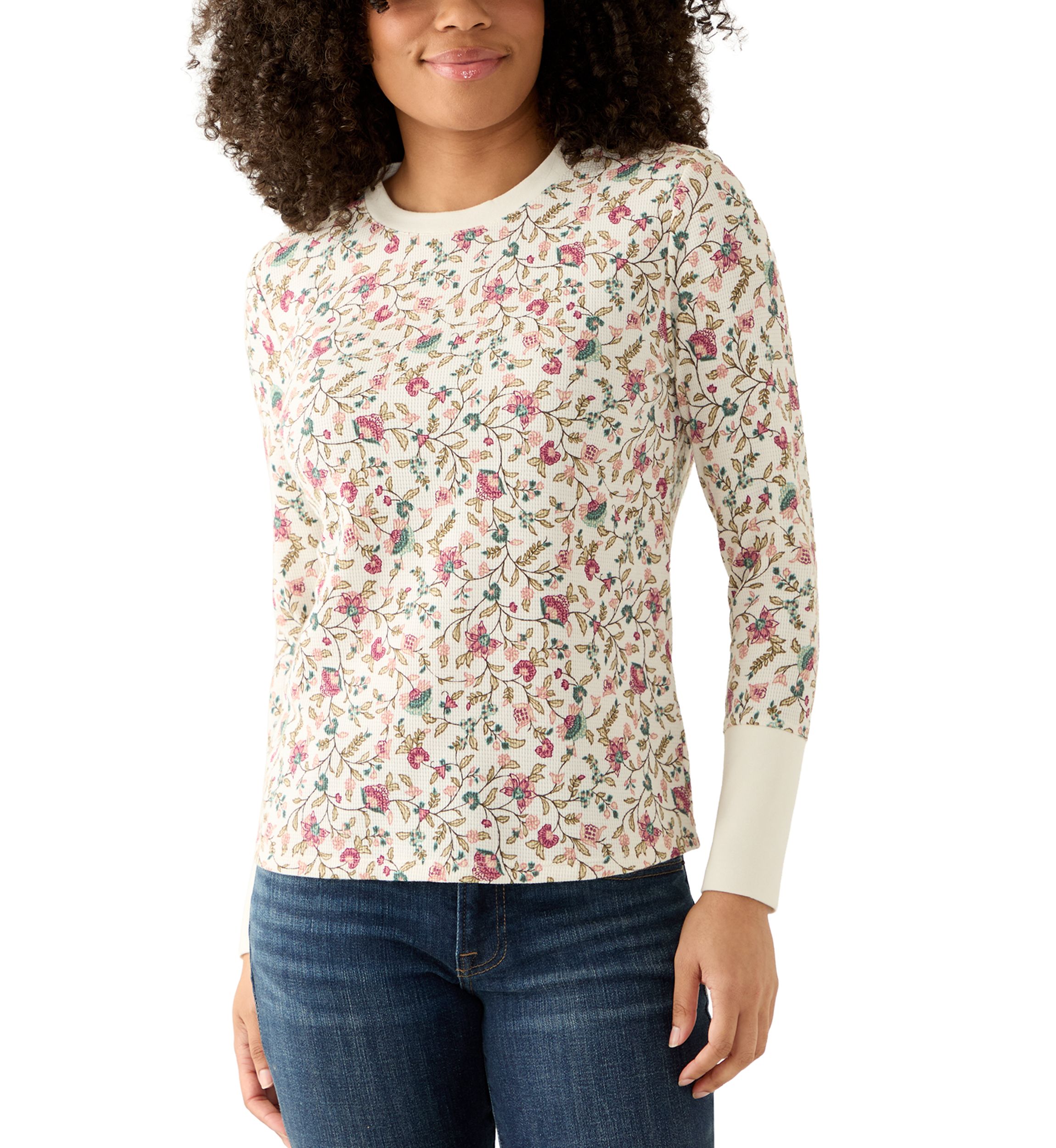 Womens Crew Neck Thermal Print Sweater