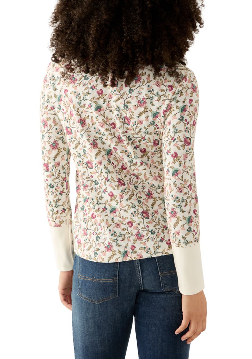 Womens Crew Neck Thermal Print Sweater