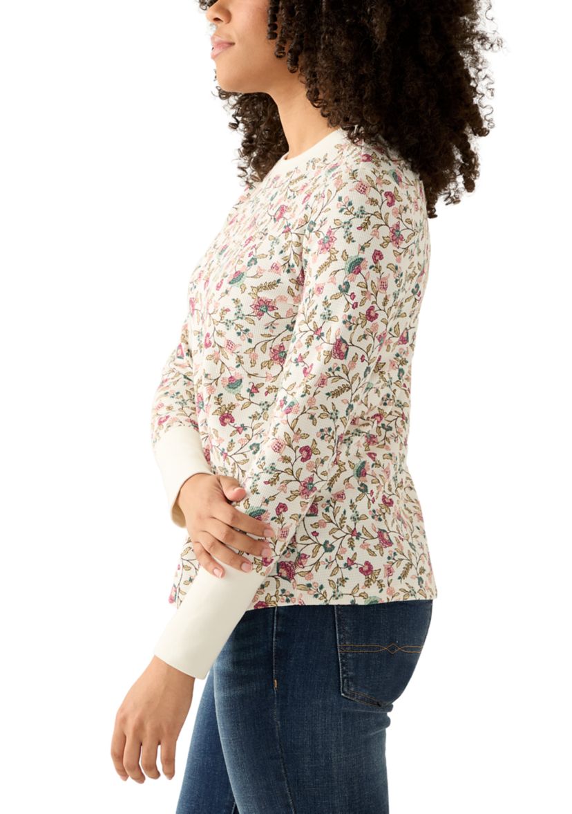Womens Crew Neck Thermal Print Sweater