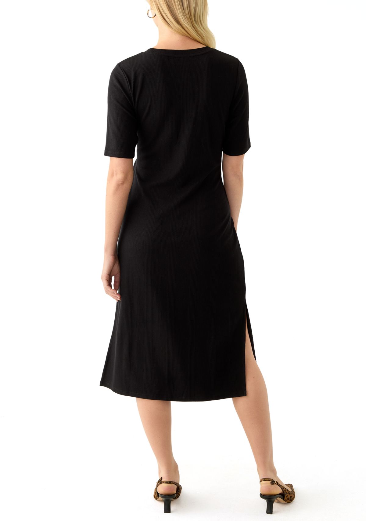 Womens Short Sleeve Tie Waist Midi Dress