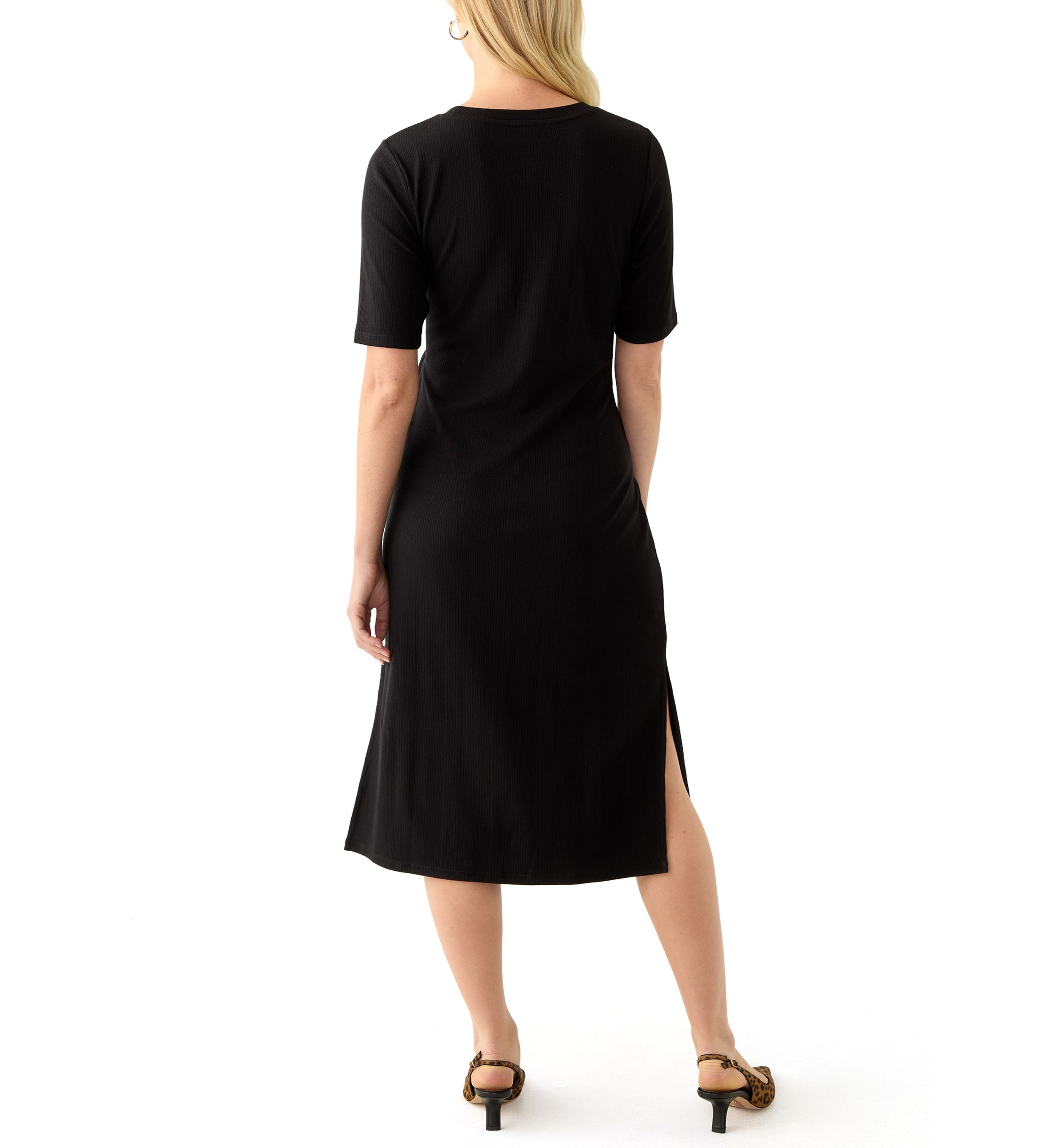 Womens Short Sleeve Tie Waist Midi Dress
