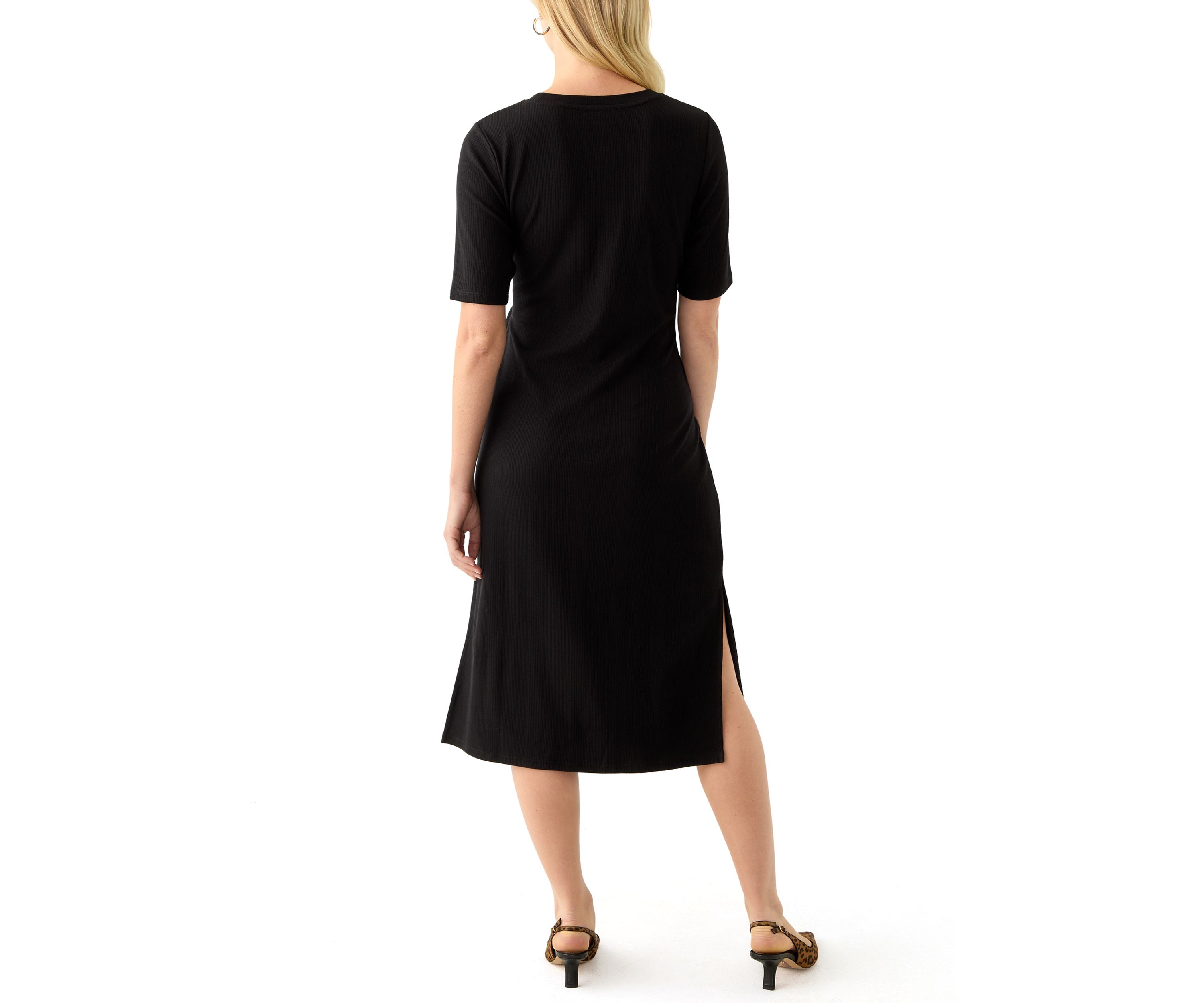 Womens Short Sleeve Tie Waist Midi Dress