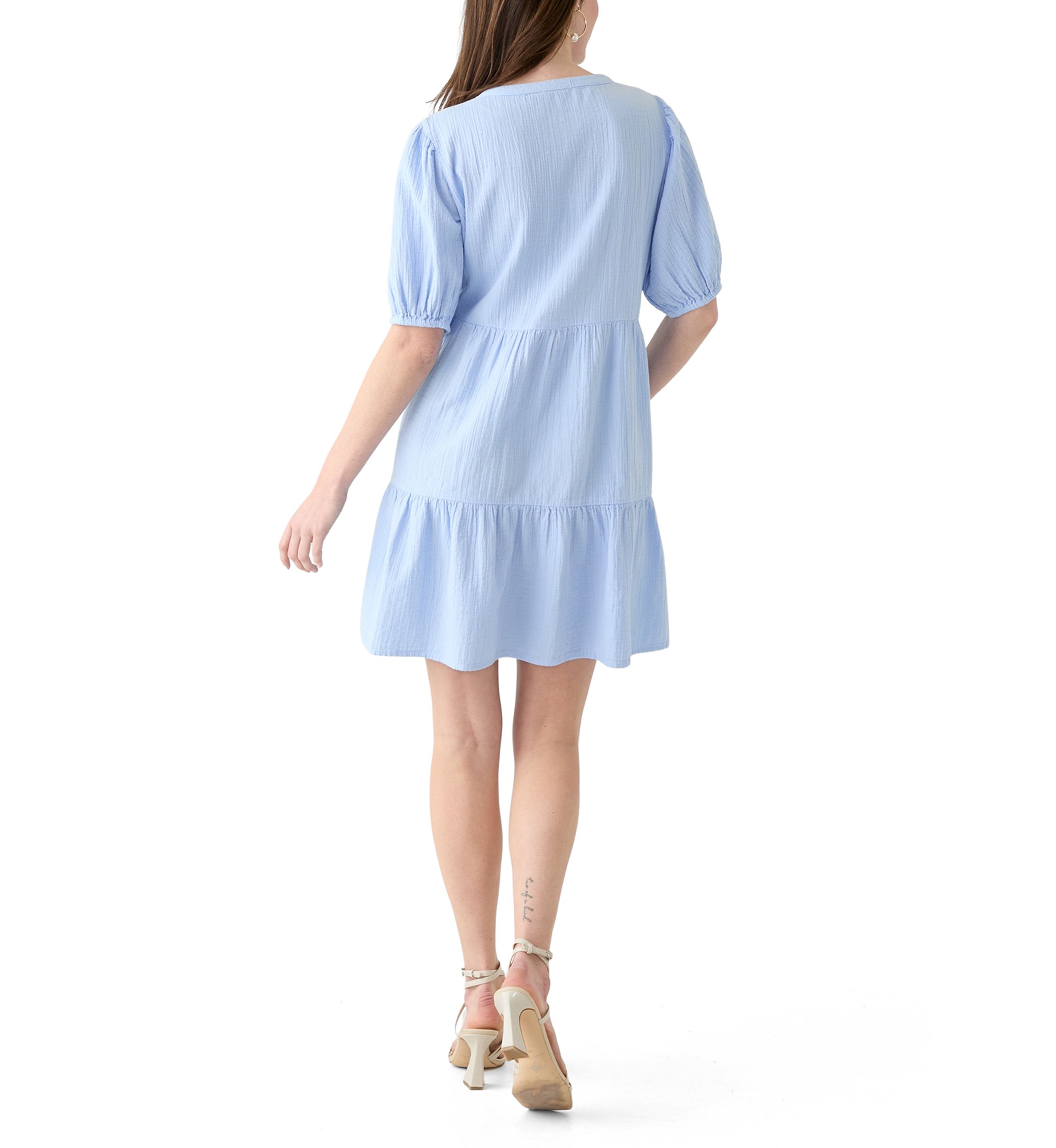 Womens Tiered Gauze Mini Dress