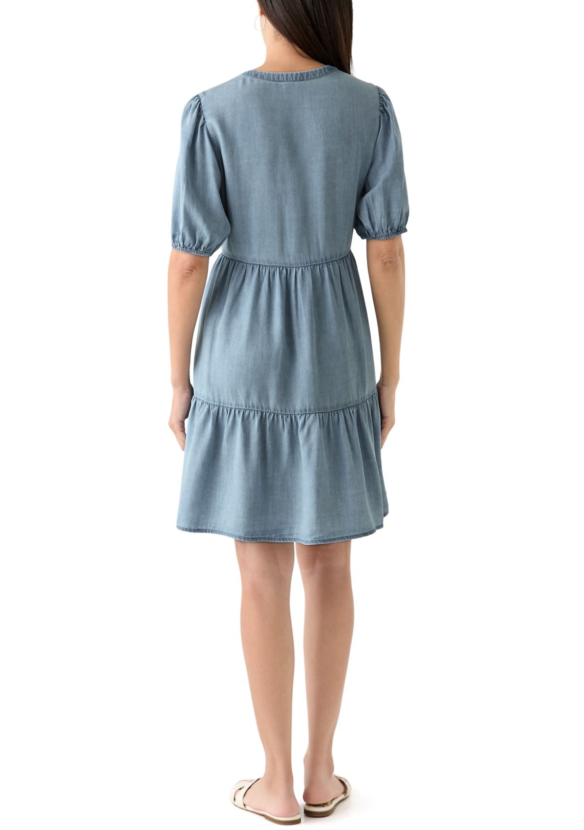 Womens Tiered Gauze Mini Dress