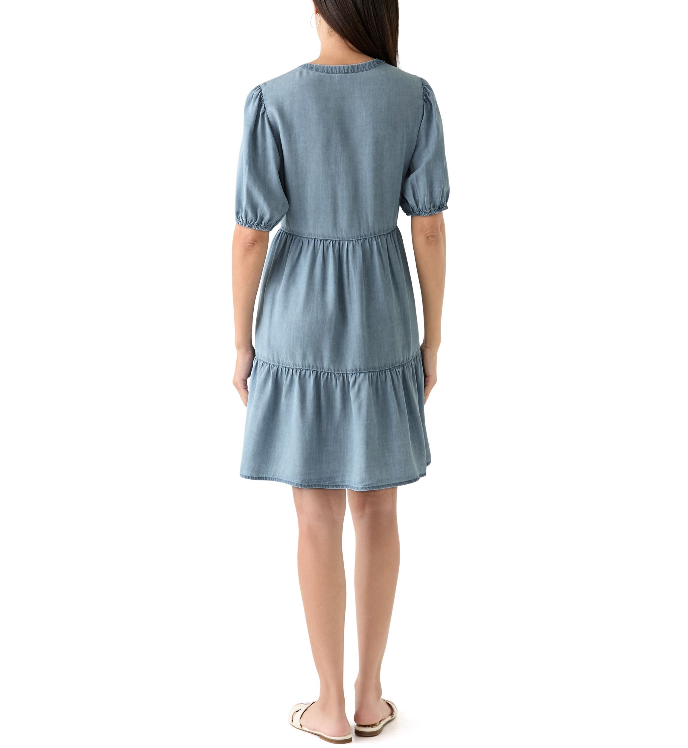 Womens Tiered Gauze Mini Dress