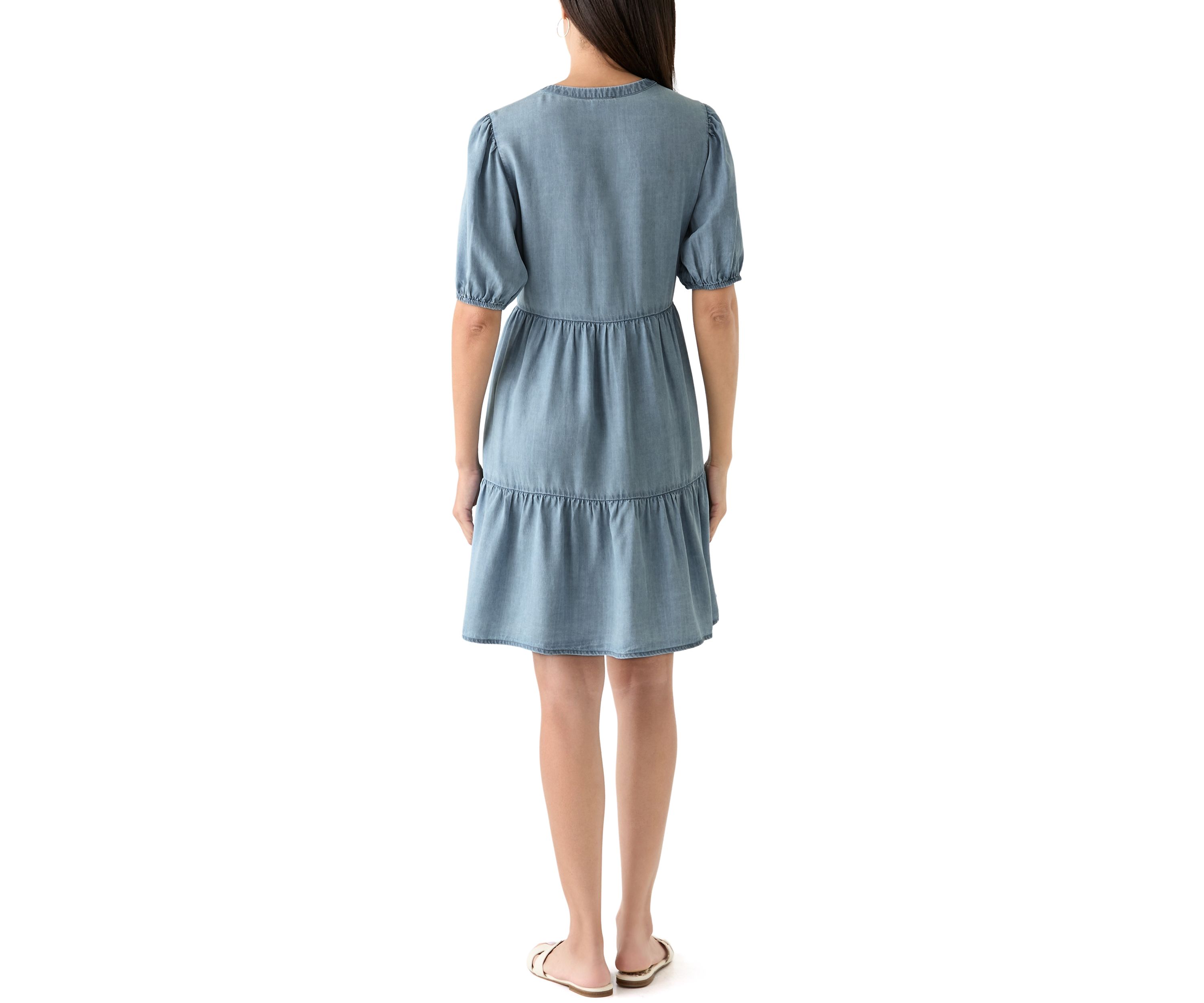 Womens Tiered Gauze Mini Dress